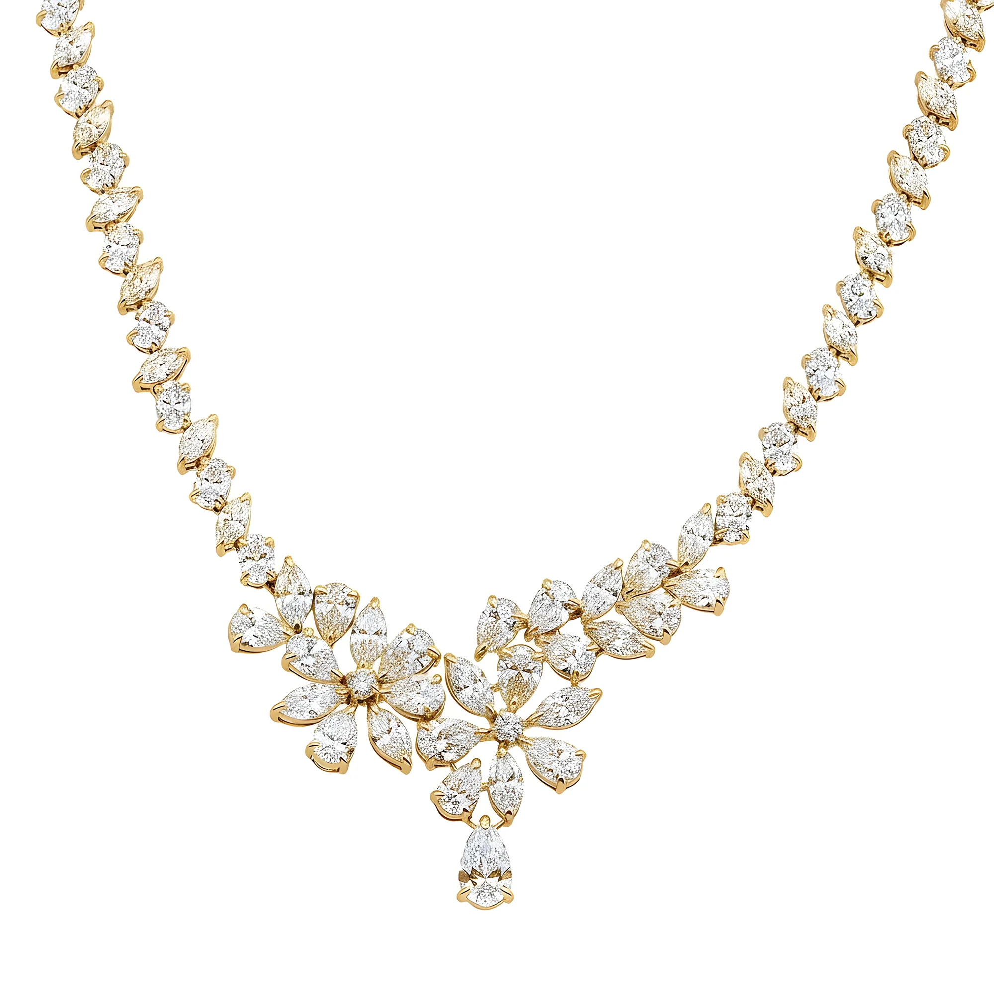 14K White Gold Aurora Diamond Drop Necklace 37.02ct - Image 5