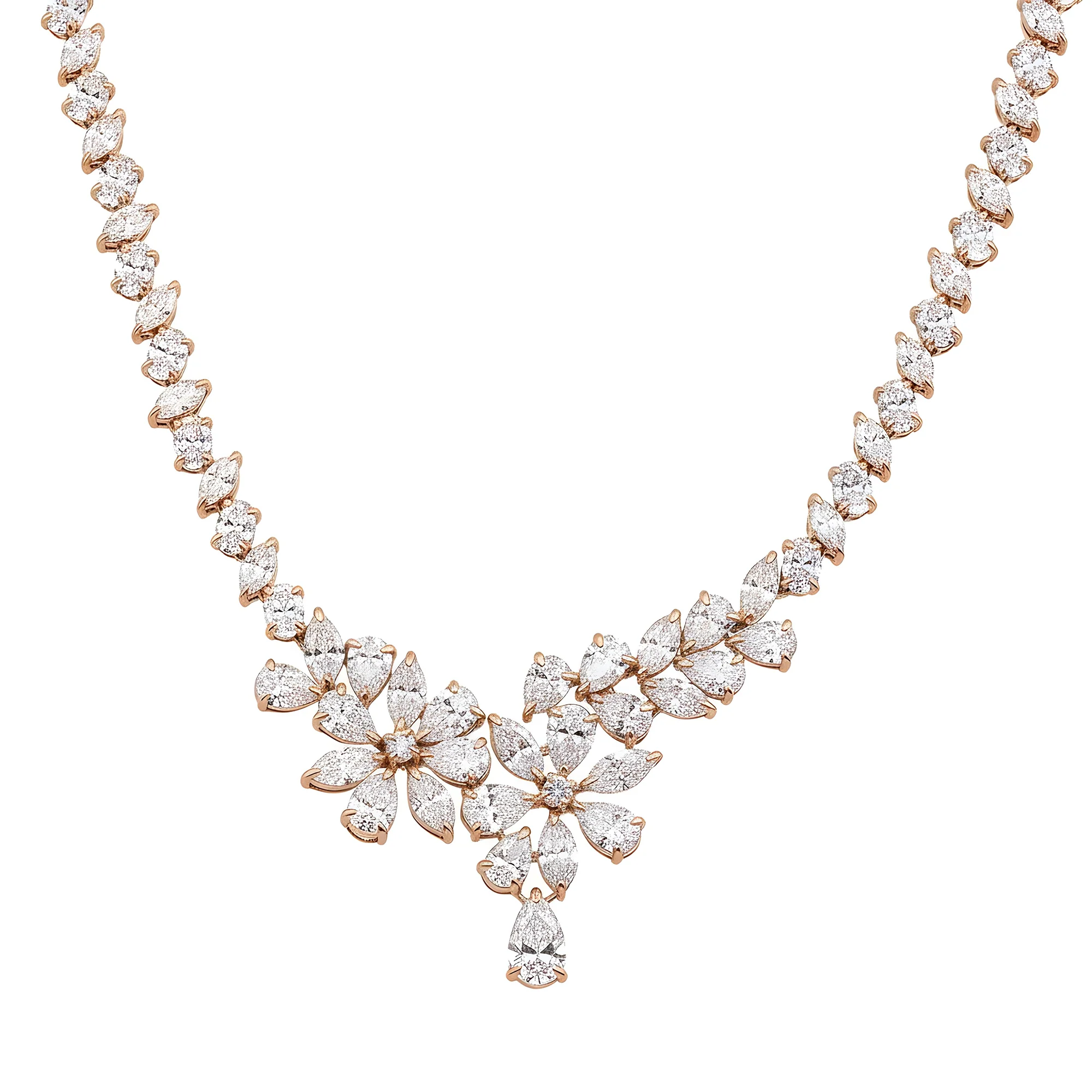 14K White Gold Aurora Diamond Drop Necklace 37.02ct - Image 7