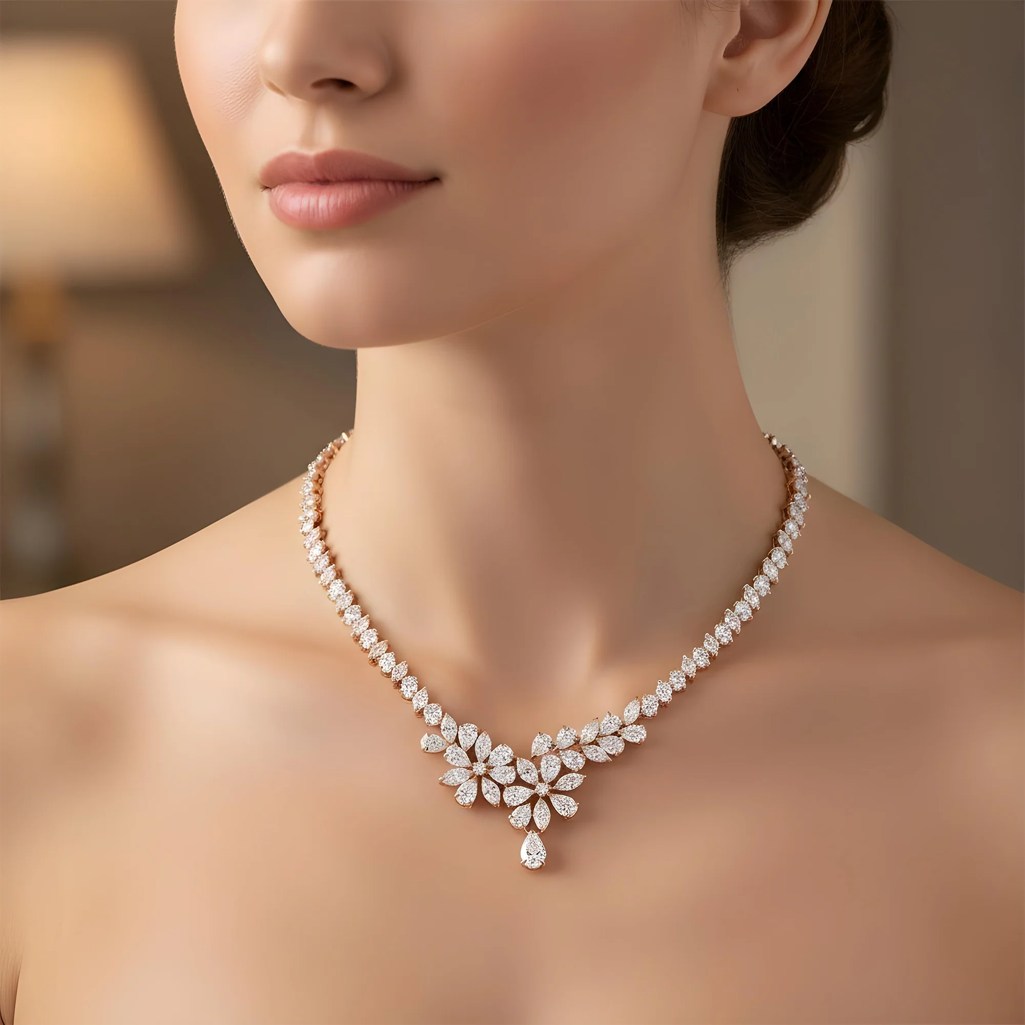 14K White Gold Aurora Diamond Drop Necklace 37.02ct - Image 8