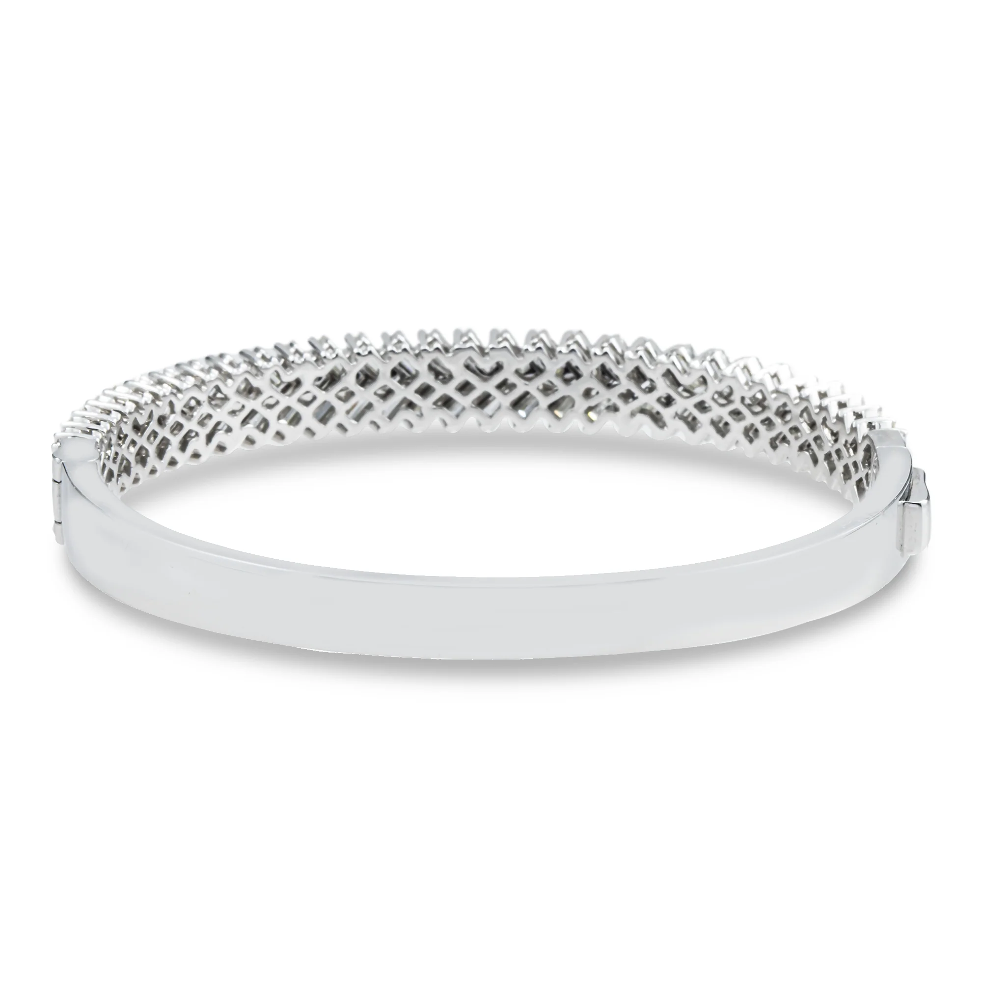 14K White Gold Baguette Diamond Bangle Bracelet 6.11ct - Image 2