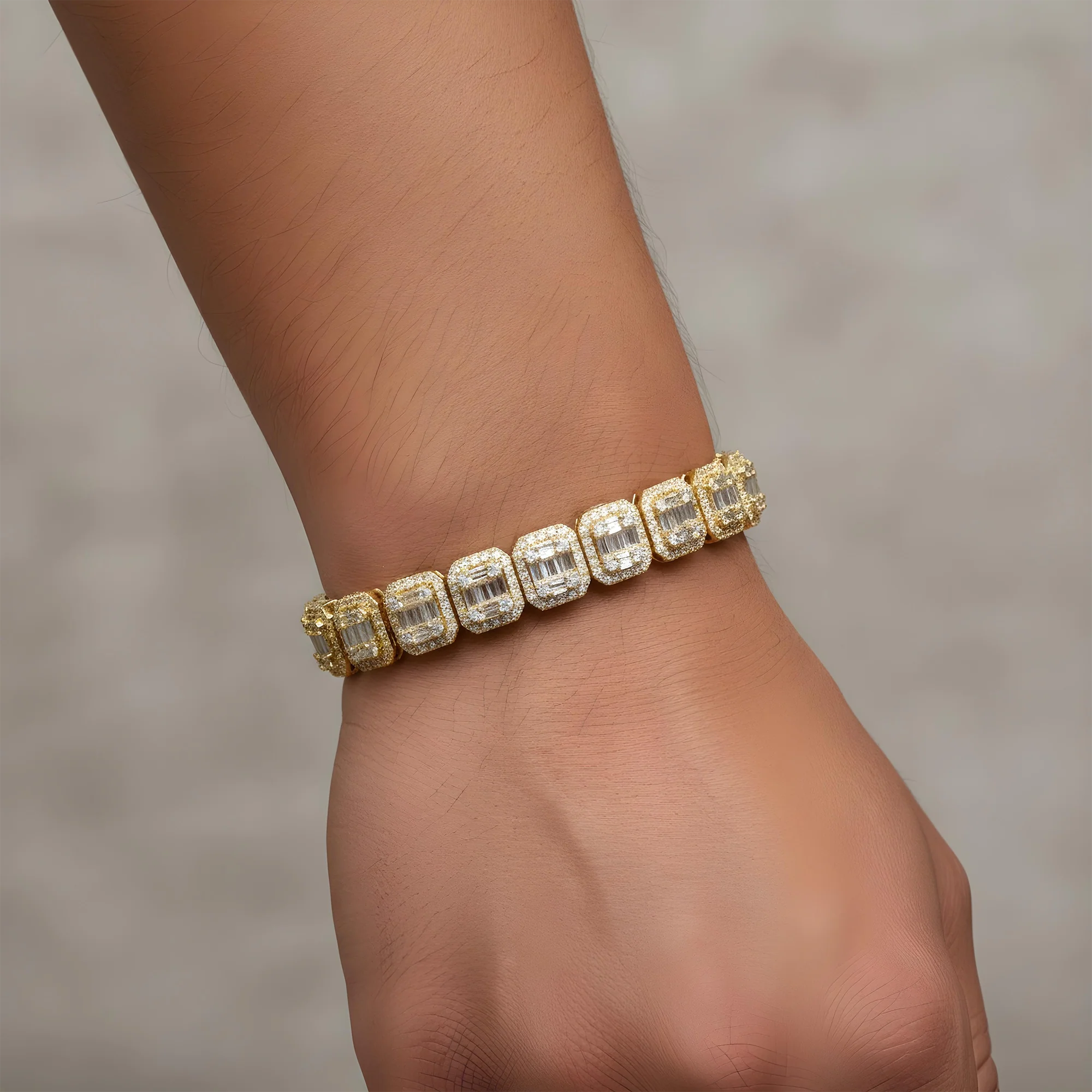 14K White Gold Square Link Baguette Diamond Bracelet 8.73ct - Image 6