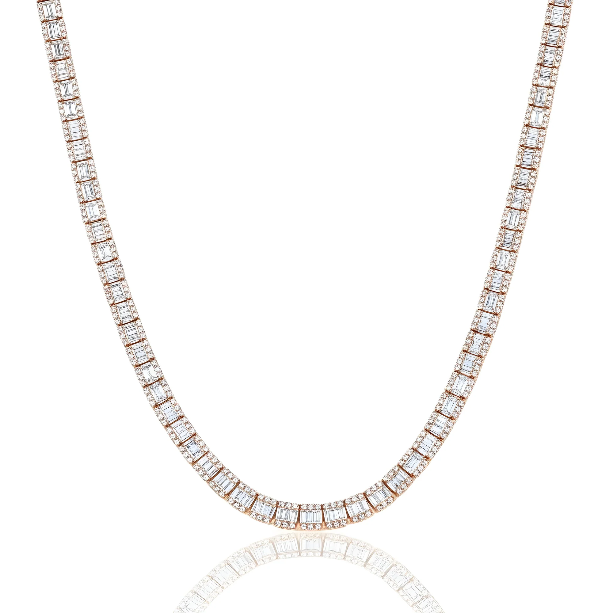 14K White Gold Baguette Diamond Chain 19.86ct - Image 7