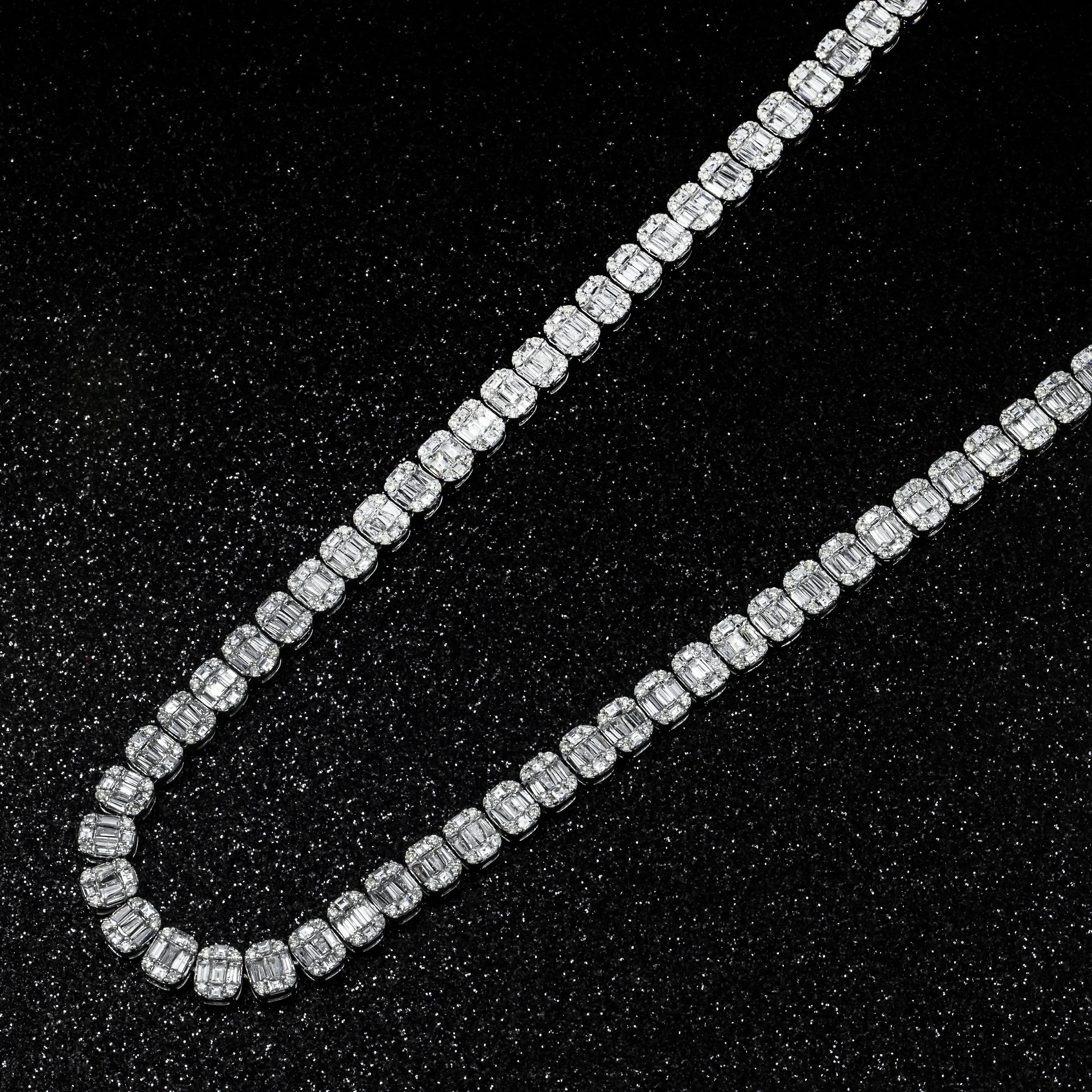 14K White Gold Baguette Diamond Chain 20.02ct - Image 3