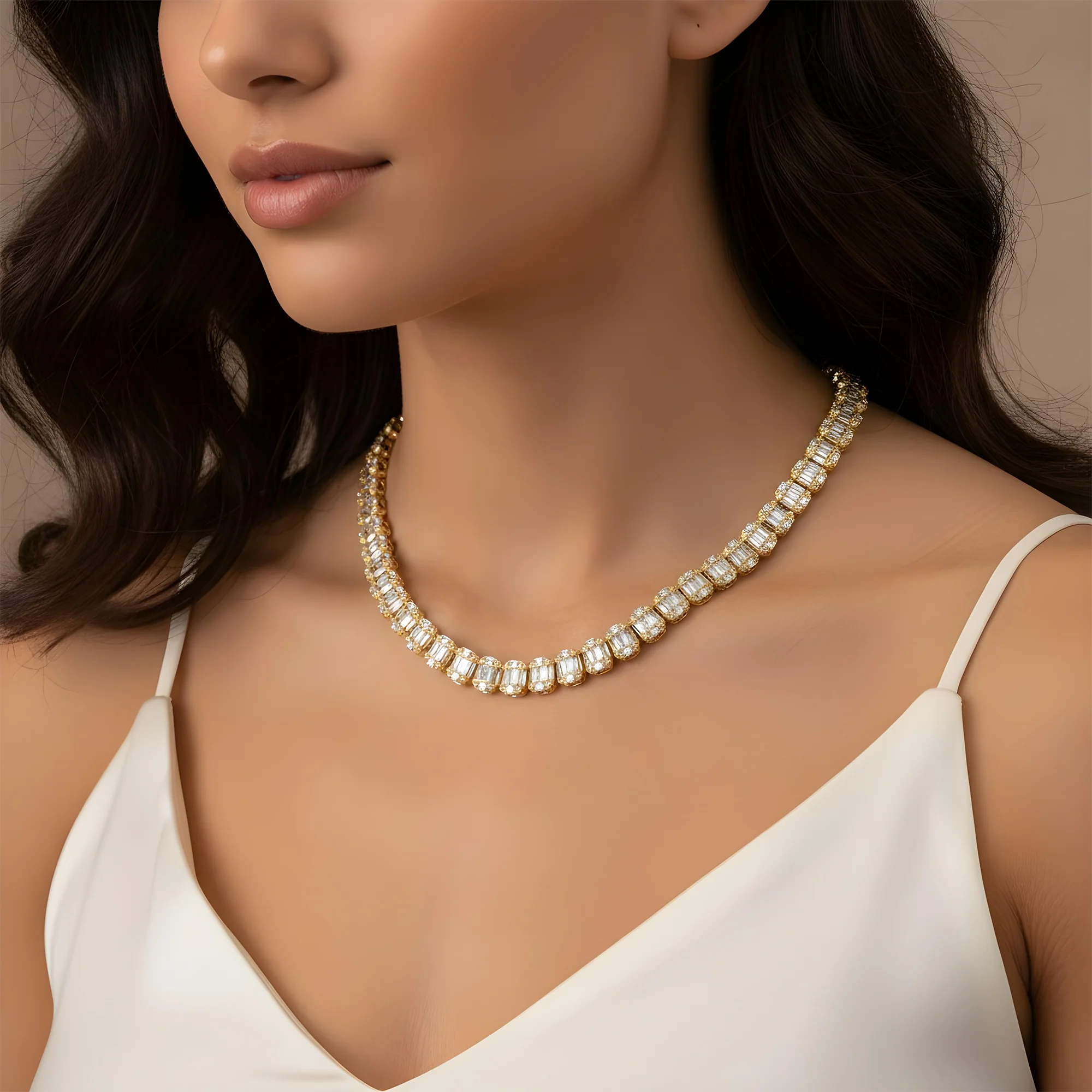 14K White Gold Baguette Diamond Chain 20.02ct - Image 6