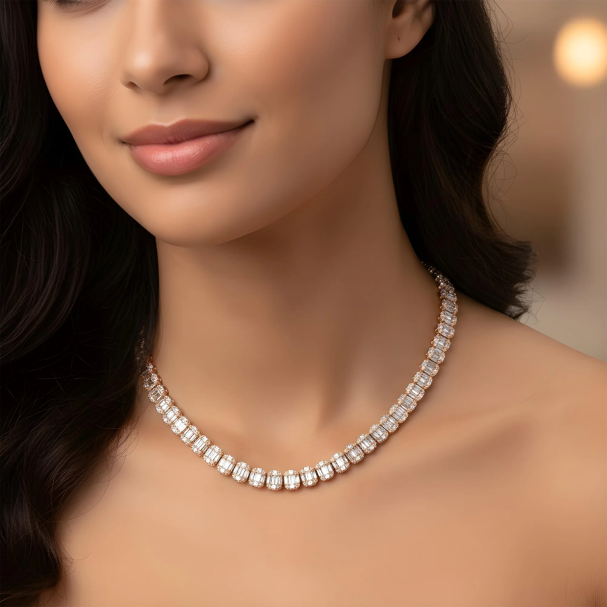 14K White Gold Baguette Diamond Chain 20.02ct - Image 8