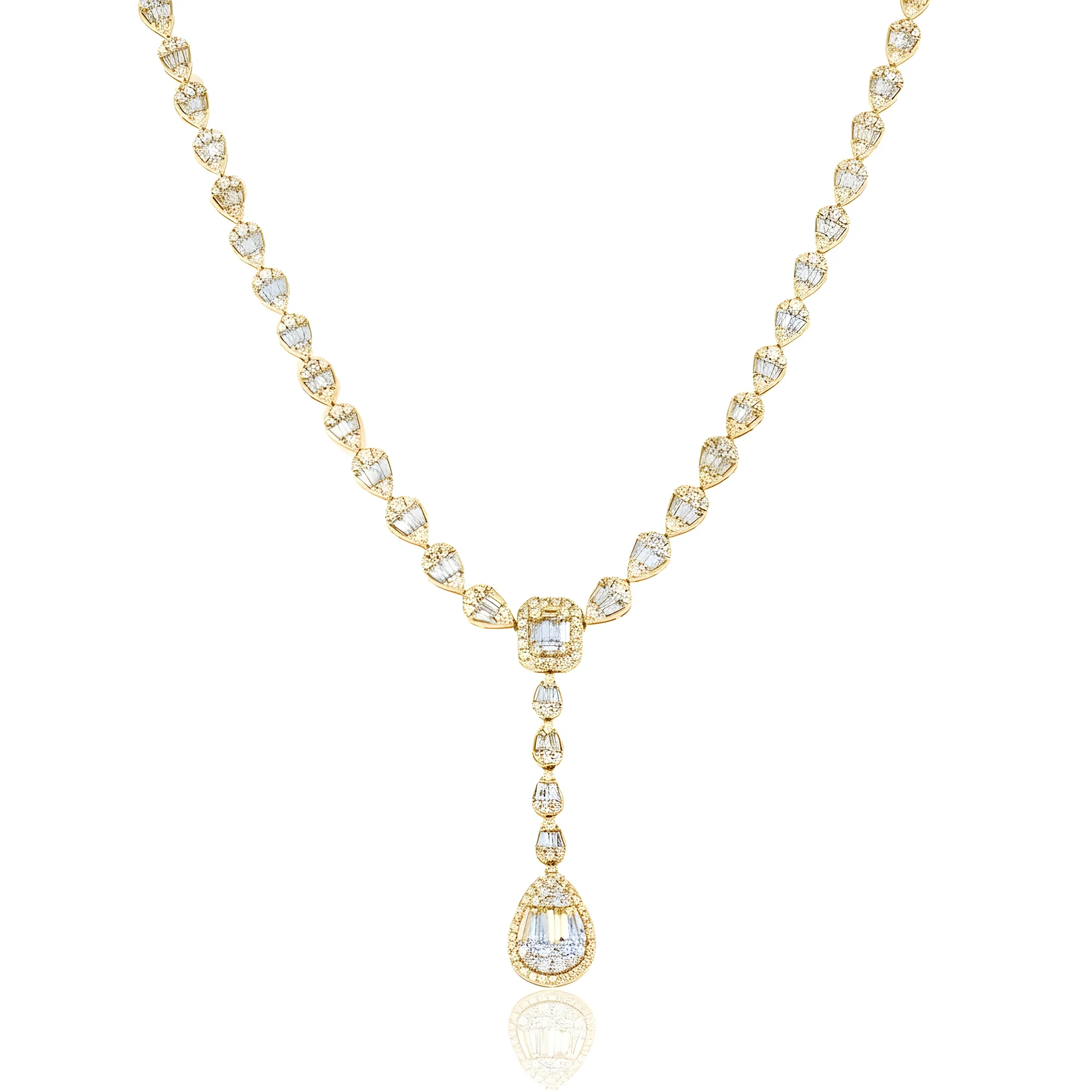 14K White Gold Baguette Diamond Drop Necklace 9.52ct - Image 6