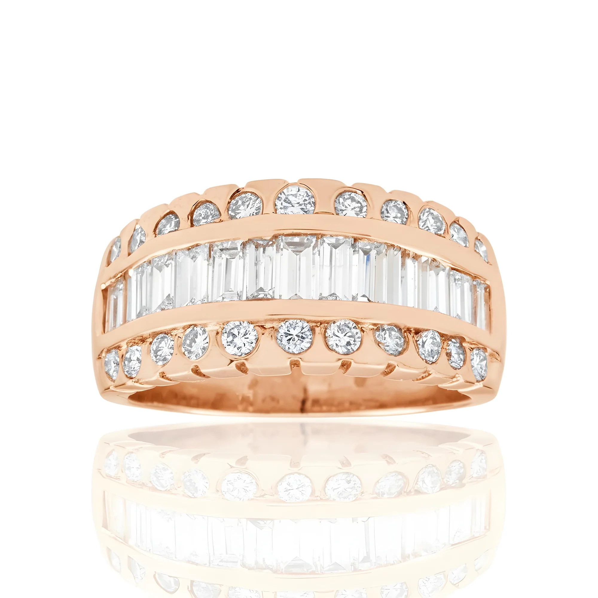 14K White Gold Baguette & Round Cut Diamond Ring 1.50ct - Image 8
