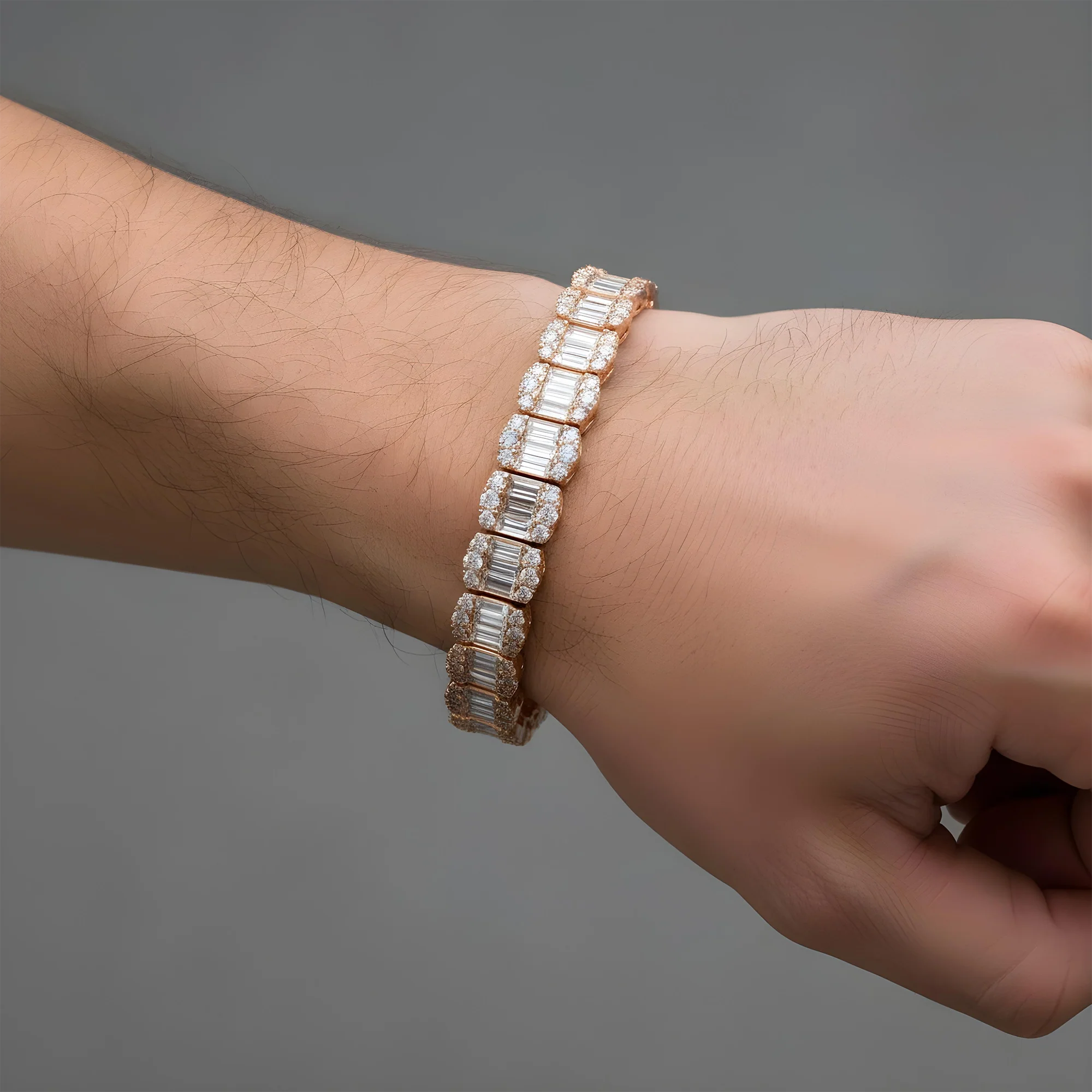 14K White Gold Baguette & Round Diamond Bracelet 13.0ct - Image 8