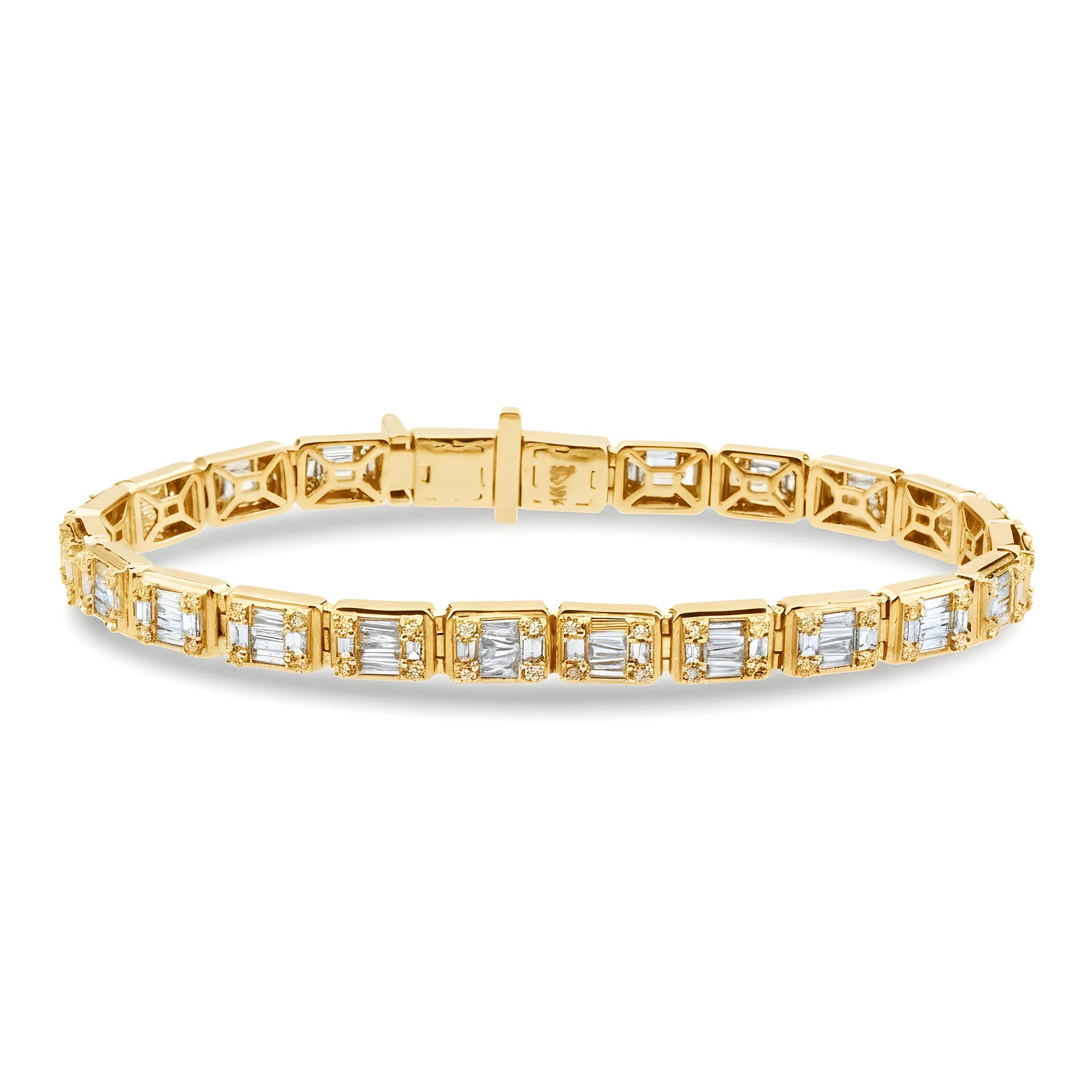 14K White Gold Baguette & Round Diamond Bracelet 6.05ct - Image 5