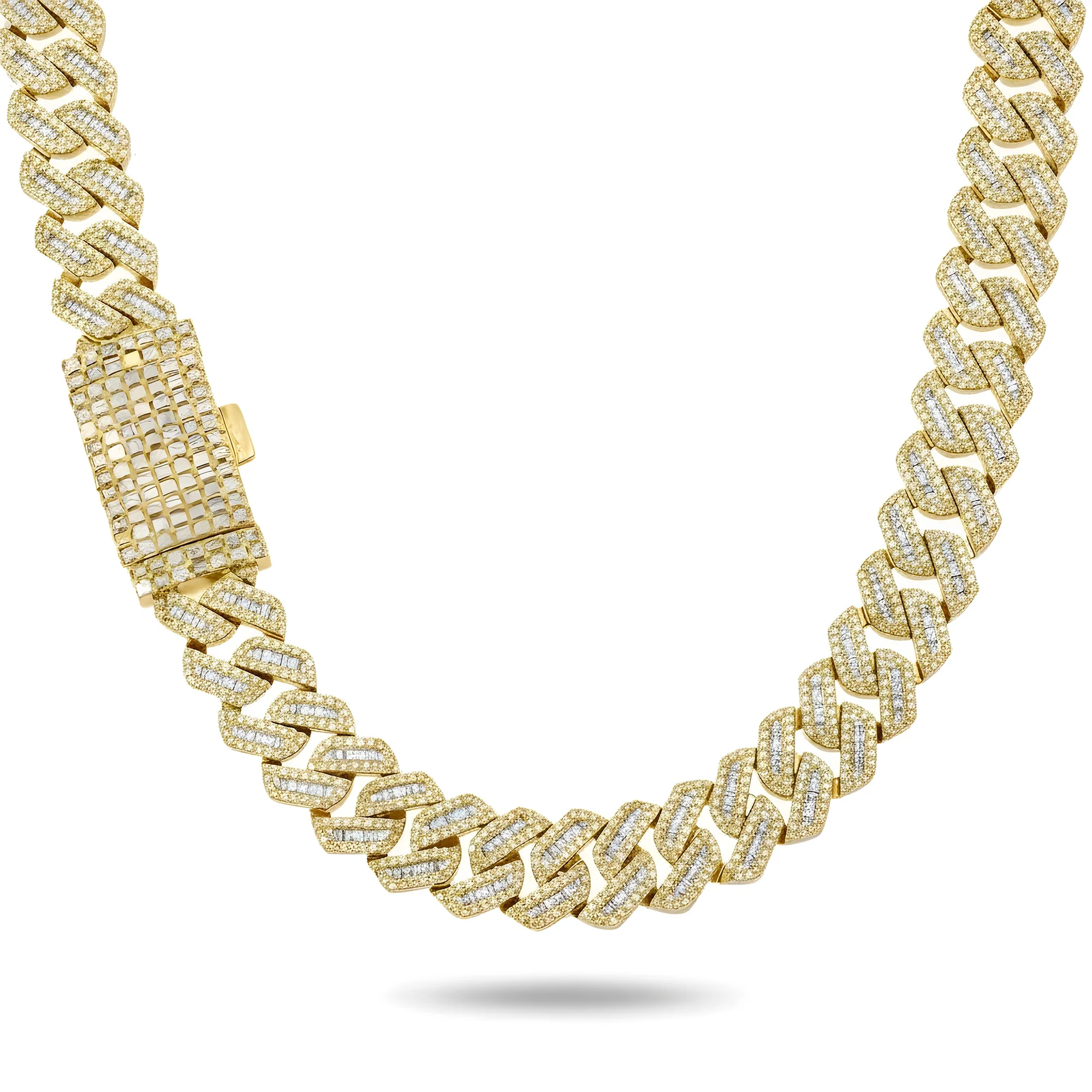 14K White Gold 14mm Baguette & Round Diamond Cuban Link Chain 20.10ct - Image 4