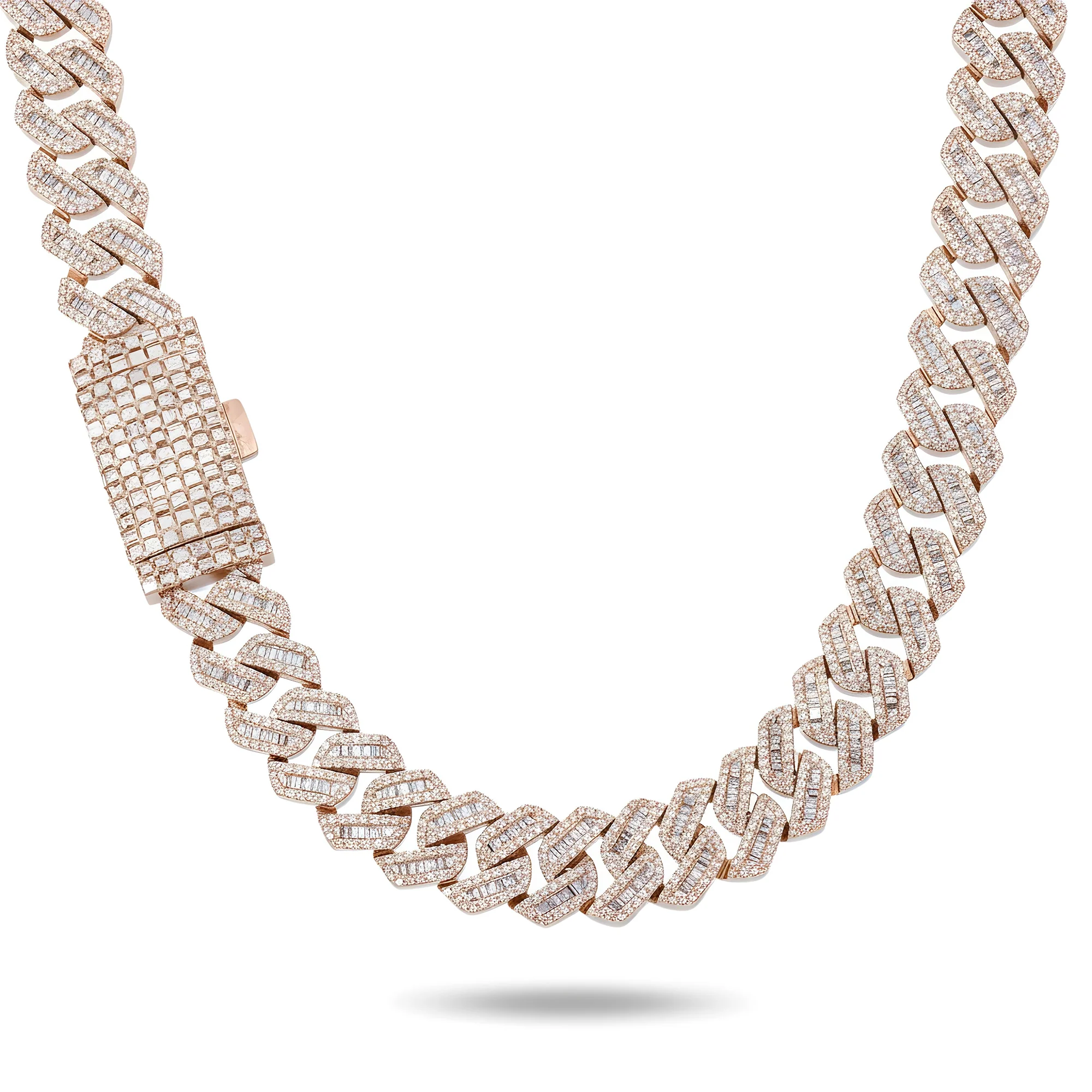 14K White Gold 14mm Baguette & Round Diamond Cuban Link Chain 20.10ct - Image 6