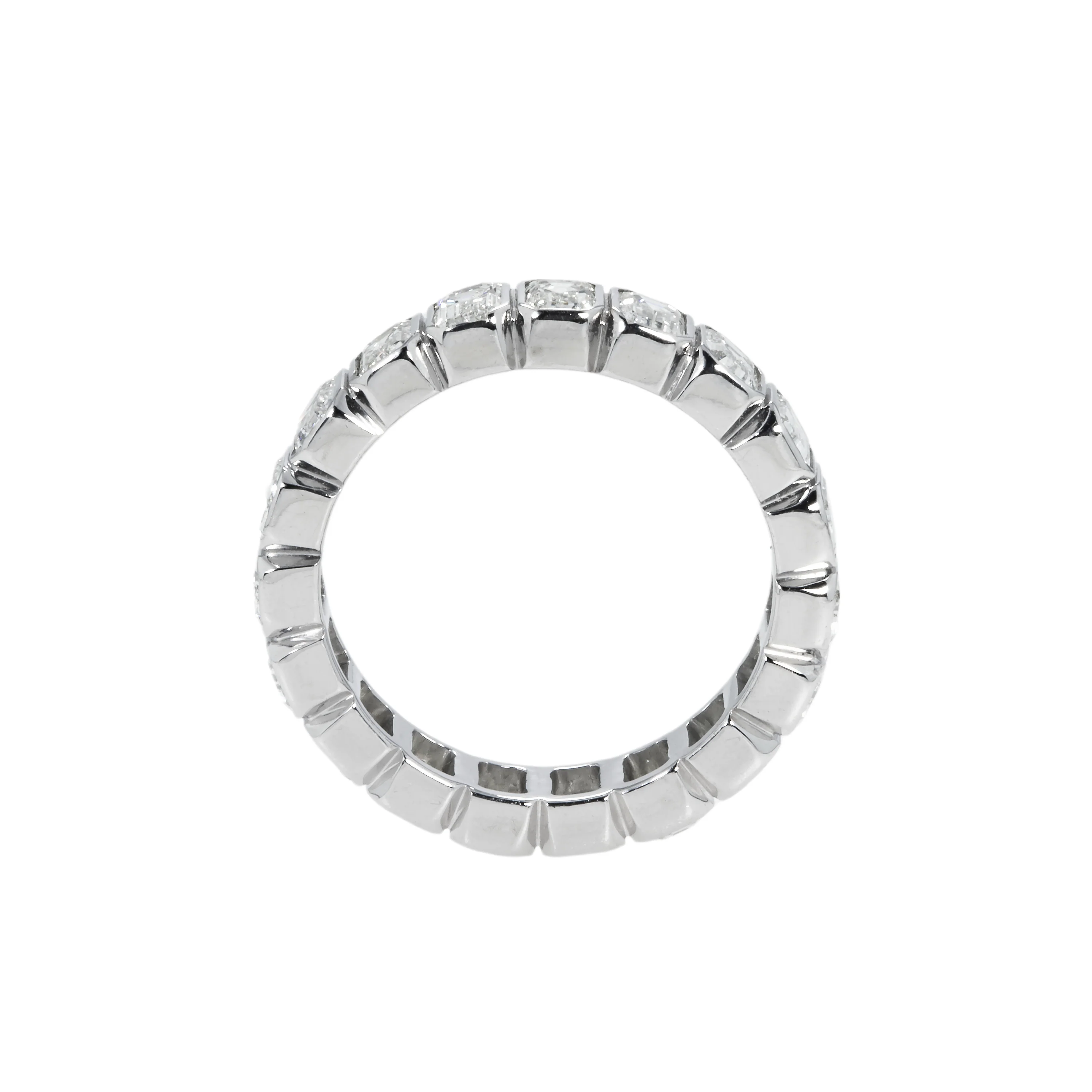 14K White Gold Bezel Set Emerald Diamond Eternity Ring 3.70ct (size 6-7.5) - Image 4