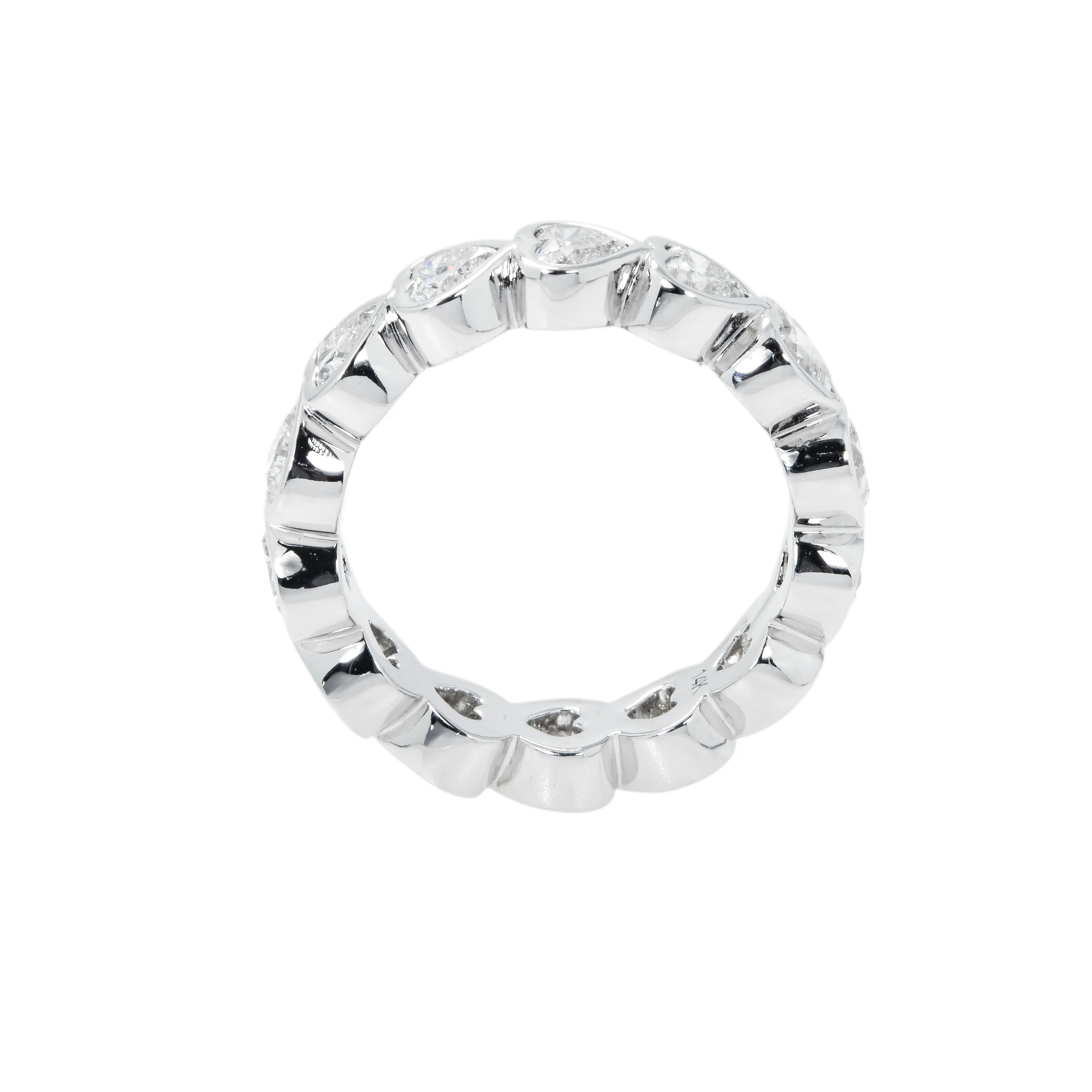 14K White Gold Bezel Set Heart Cut Diamond Eternity Ring 3.20ct (size 6.75) - Image 4