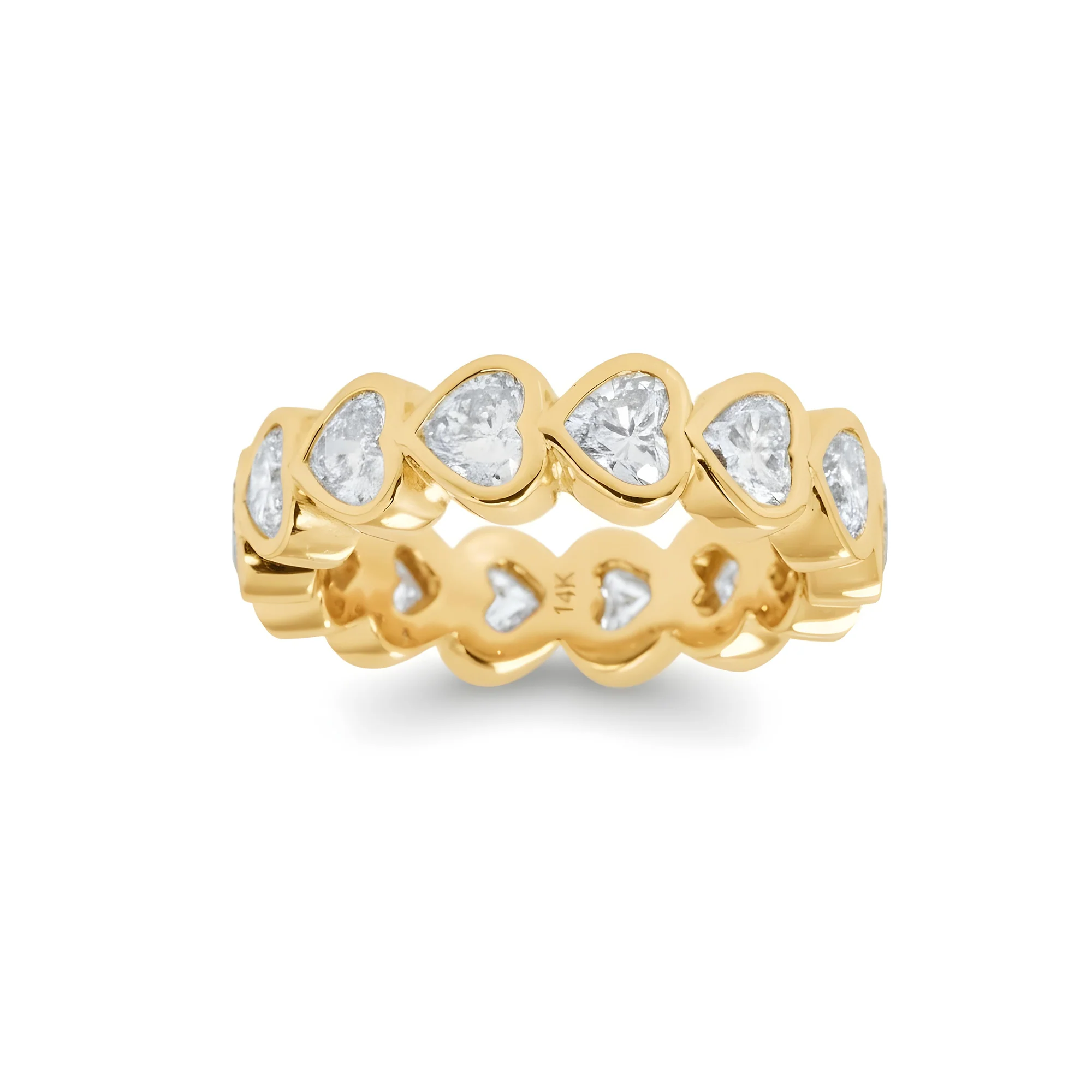 14K White Gold Bezel Set Heart Cut Diamond Eternity Ring 3.20ct (size 6.75) - Image 5