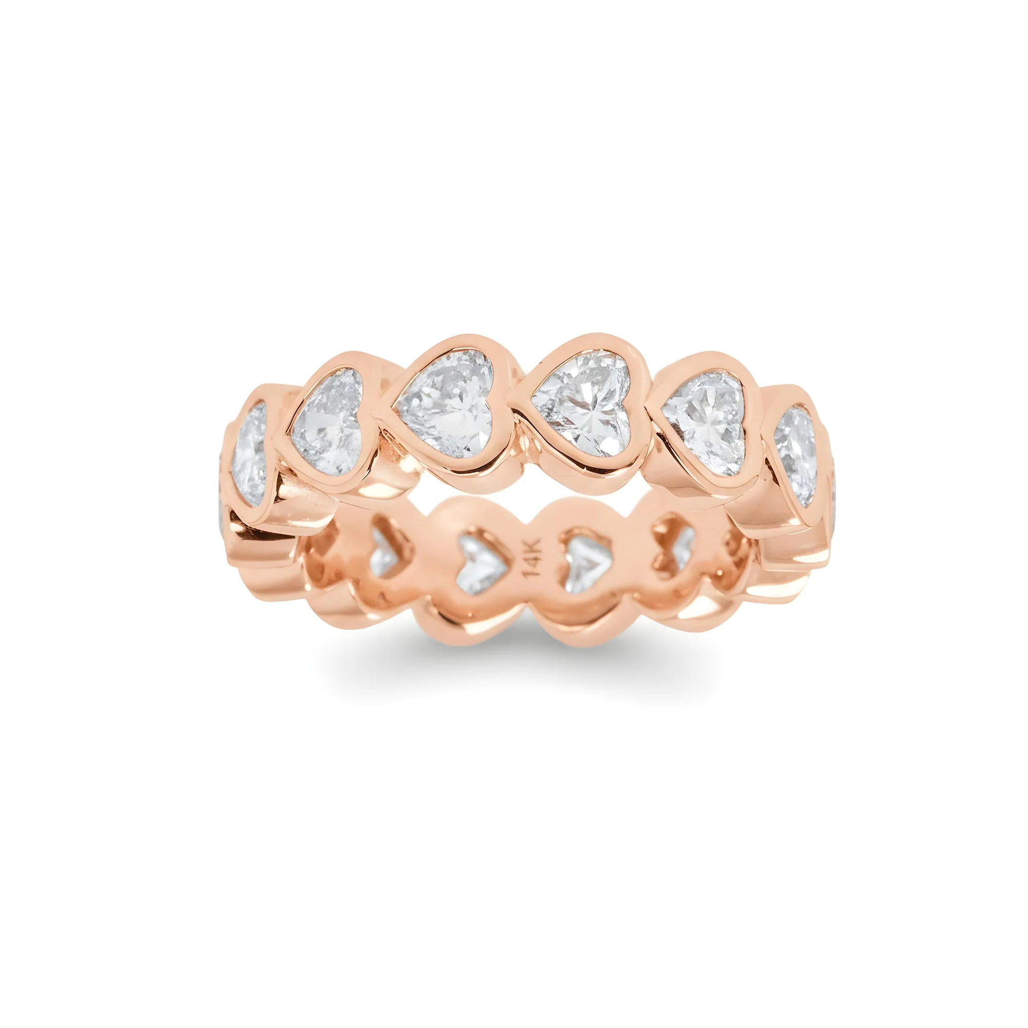 14K White Gold Bezel Set Heart Cut Diamond Eternity Ring 3.20ct (size 6.75) - Image 7