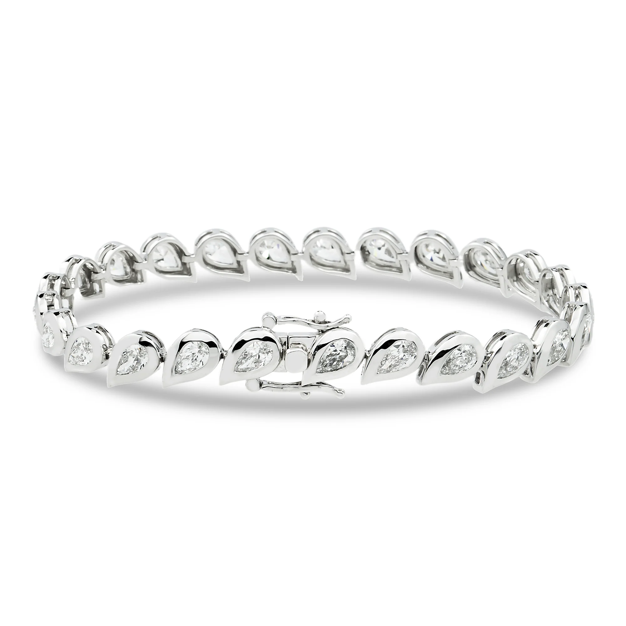 14K White Gold Bezel Set Pear Cut Diamond Bracelet 5.47ct - Image 4