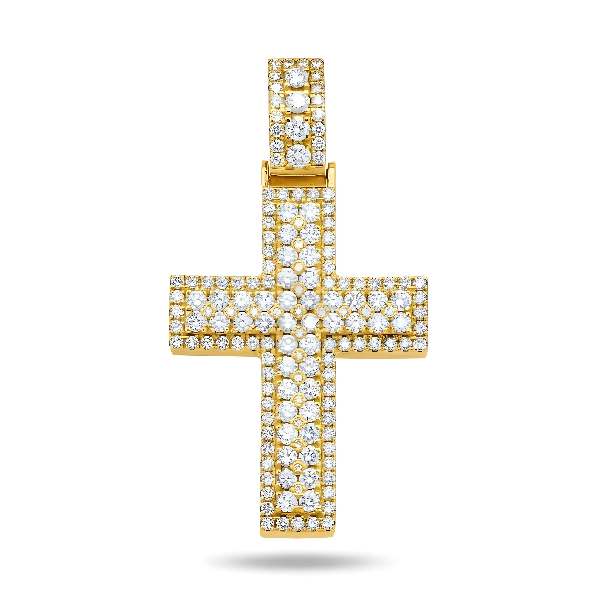 14K White Gold Bilevel Round Diamond Cross Pendant 6.70ct - Image 5