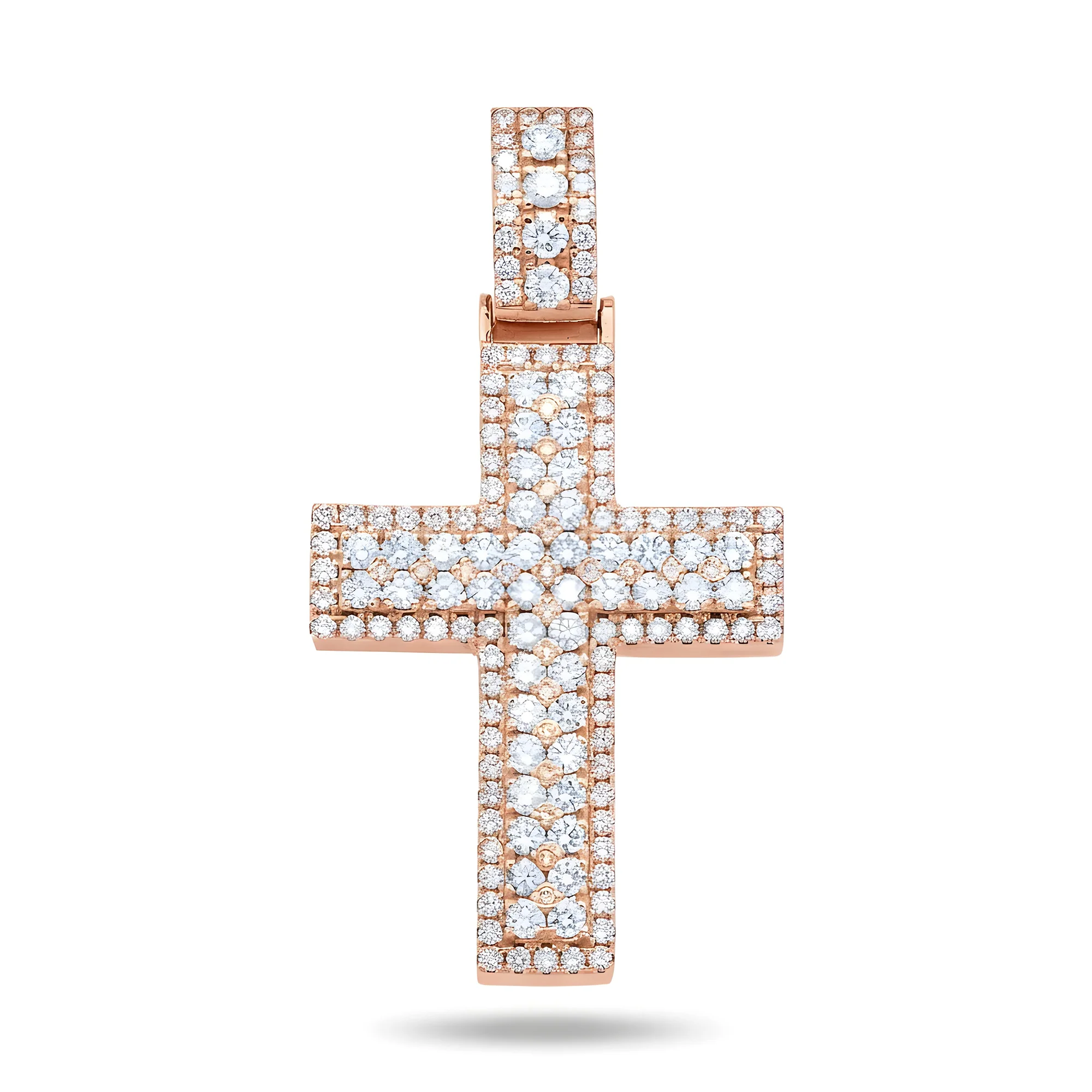14K White Gold Bilevel Round Diamond Cross Pendant 6.70ct - Image 7