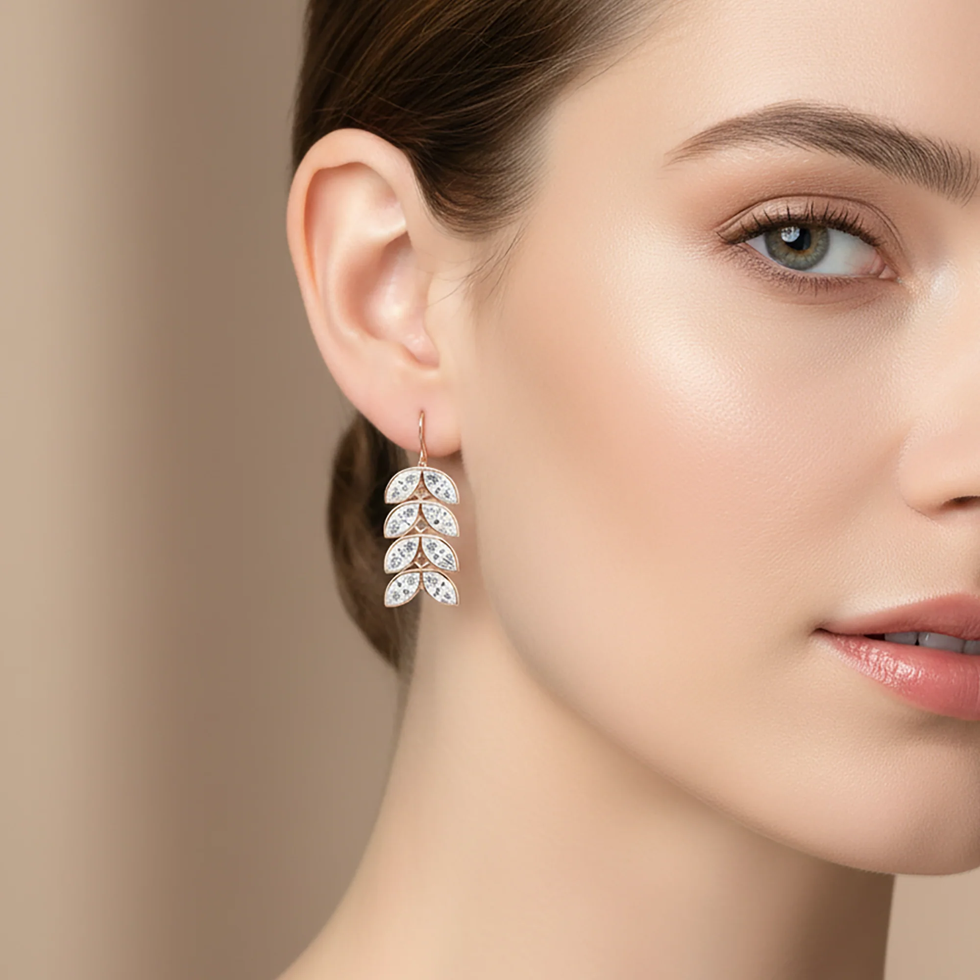 14K White Gold Cascading Petal Diamond Drop Earrings 16.69ctw - Image 7