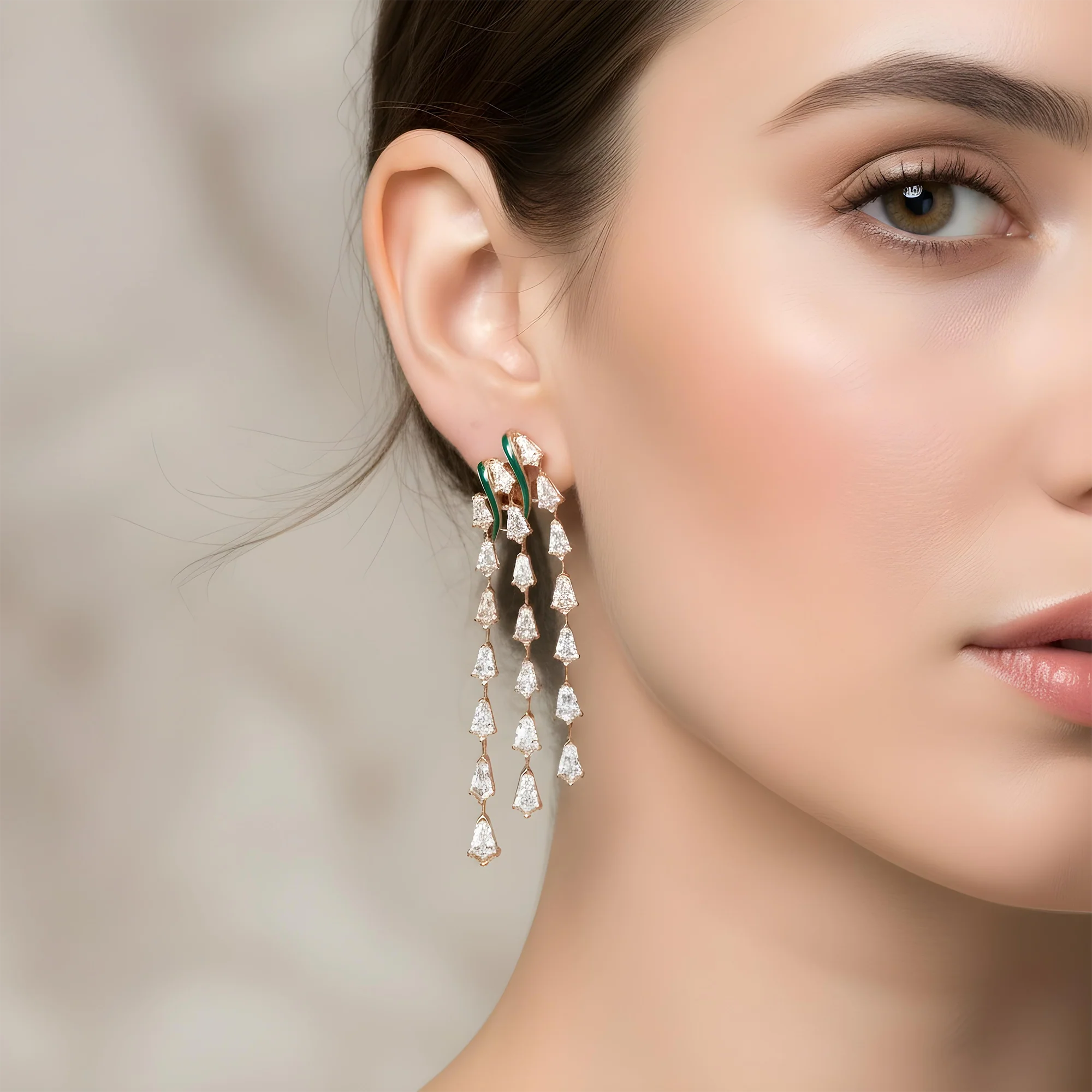 14K White Gold Step Cut Kite Diamond Chandelier Falling Rain Drop Earrings 18.18ctw - Image 7