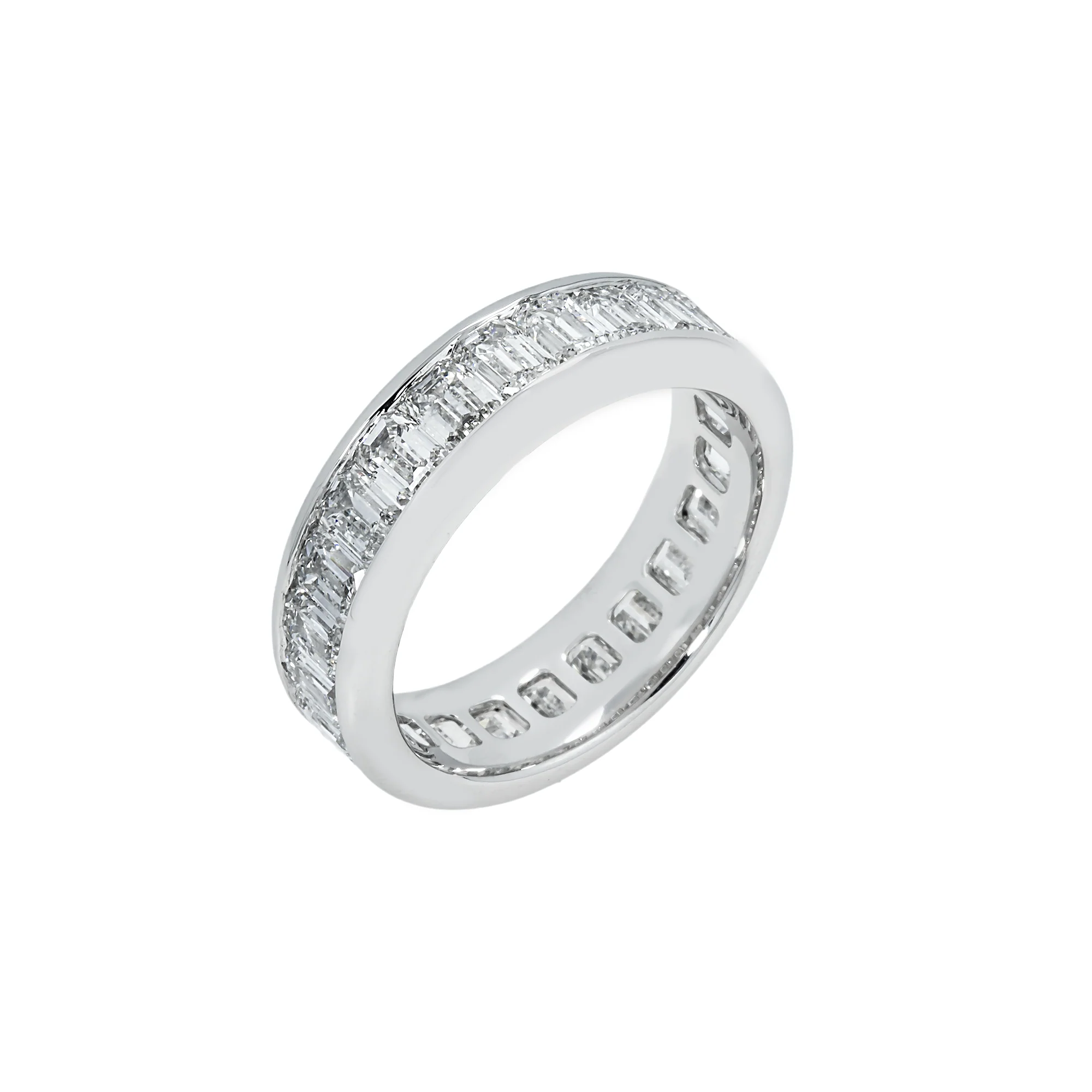 14K White Gold Channel Set Emerald Cut Diamond Eternity Ring 5.90ct - Image 3
