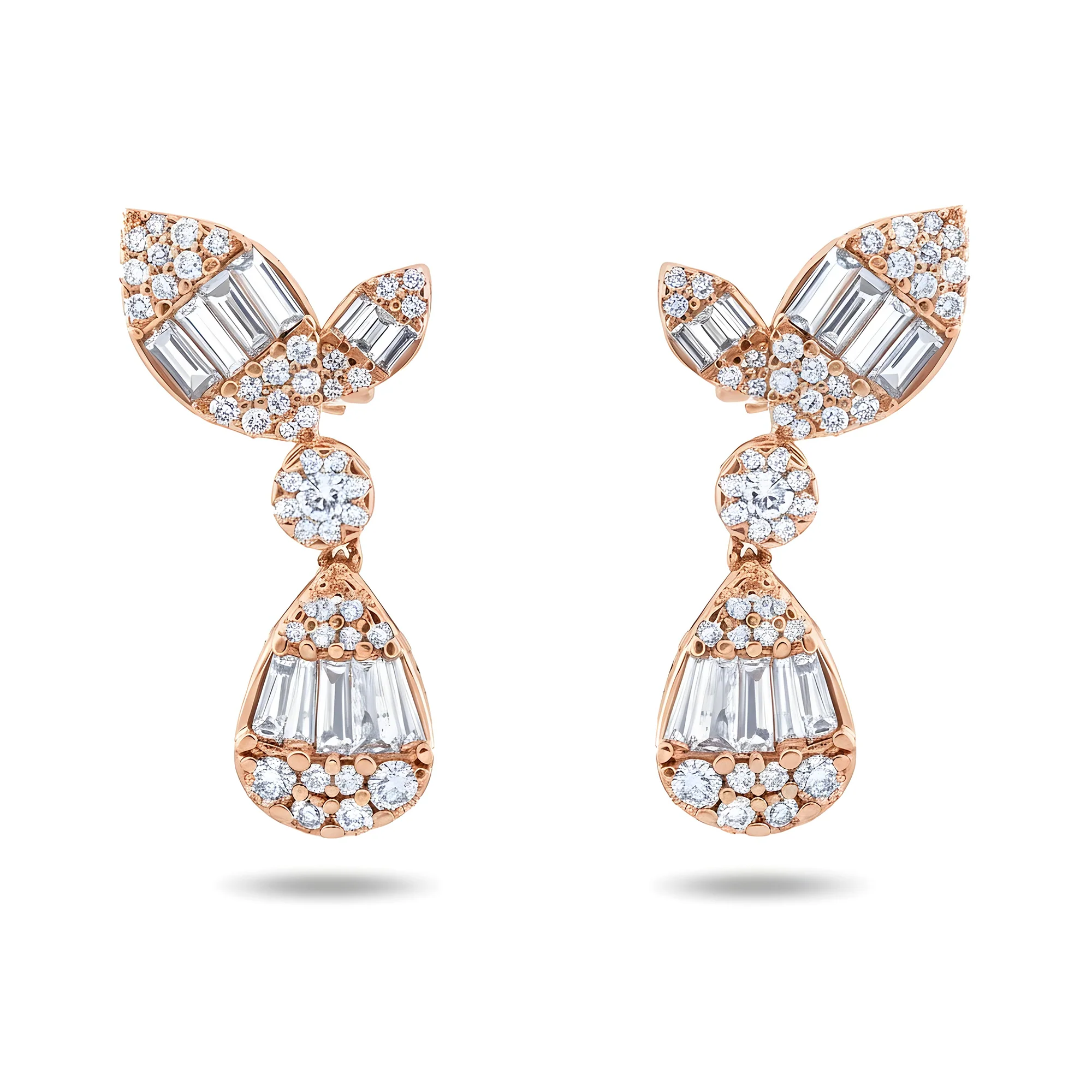 14K White Gold Citrus Diamond Drop Earrings 3.0ctw - Image 6