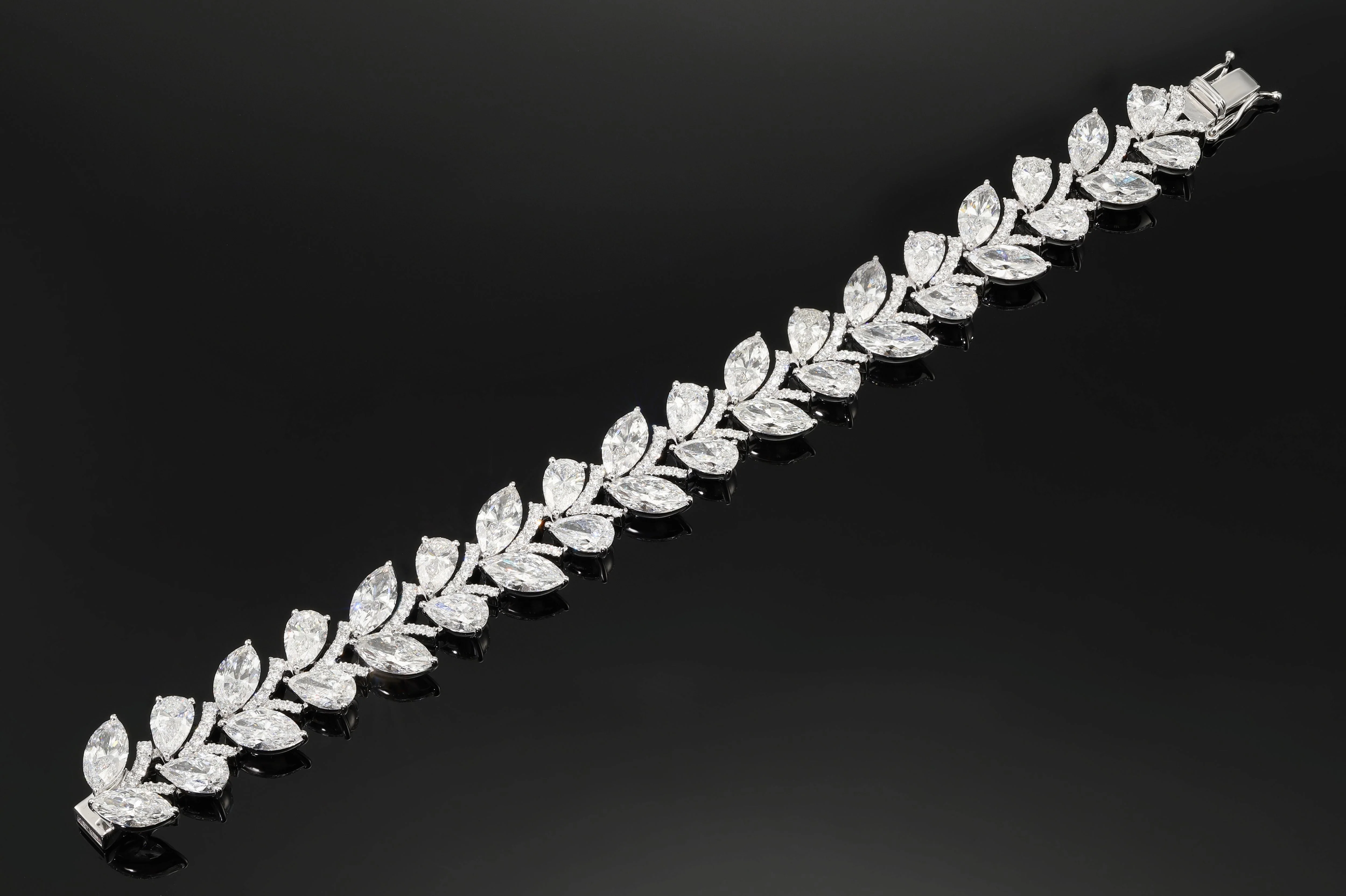 14K White Gold Combination Cut Diamond Bracelet 31.66ctw - Image 3