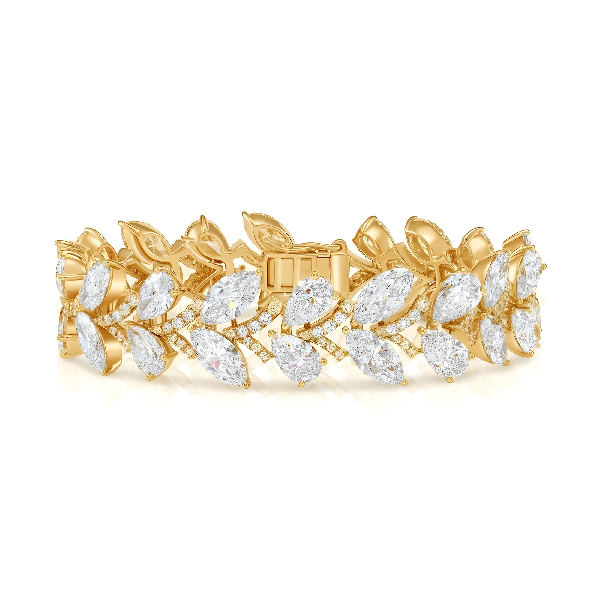 14K White Gold Combination Cut Diamond Bracelet 31.66ctw - Image 4