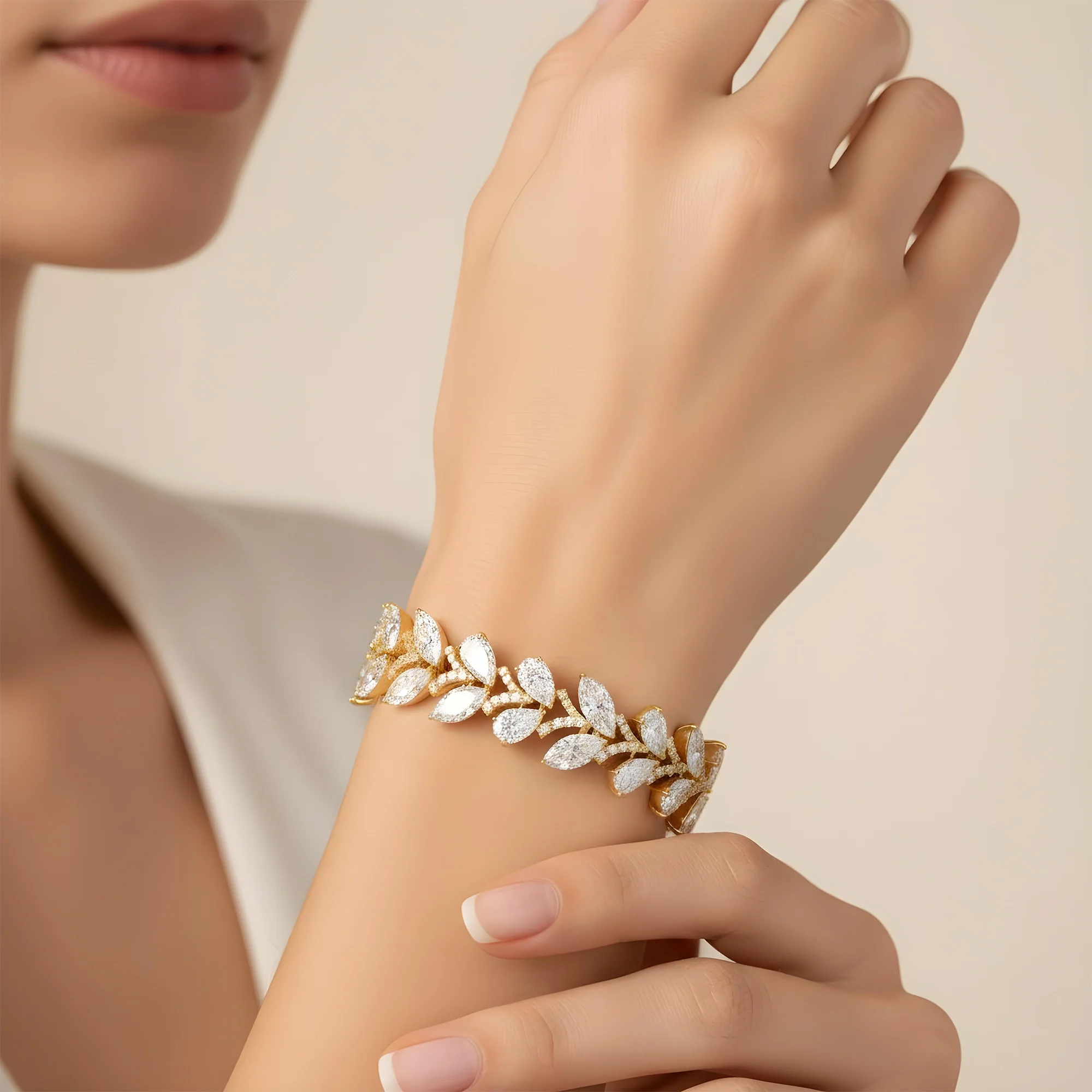 14K White Gold Combination Cut Diamond Bracelet 31.66ctw - Image 5