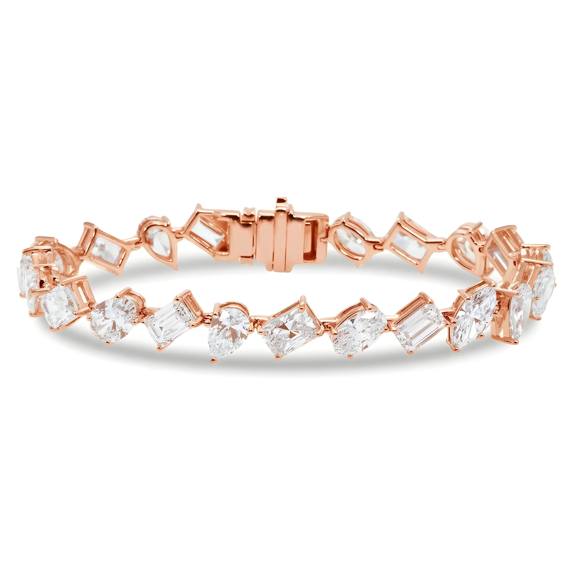 14K White Gold Multi Cut Diamond Satellite Bracelet 18.19ctw - Image 6