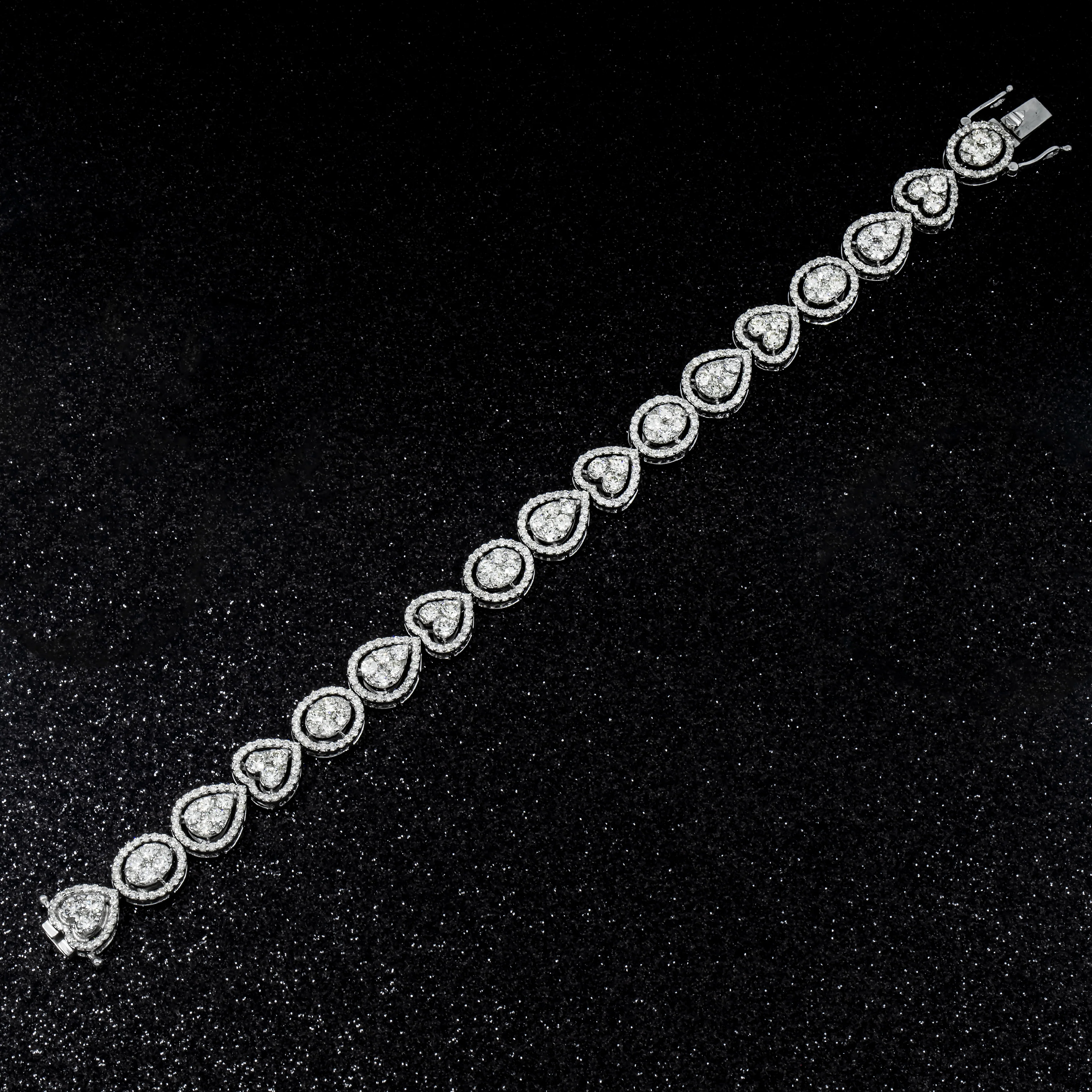 14K White Gold Combination Cut Diamond Bracelet 7.02ct - Image 4