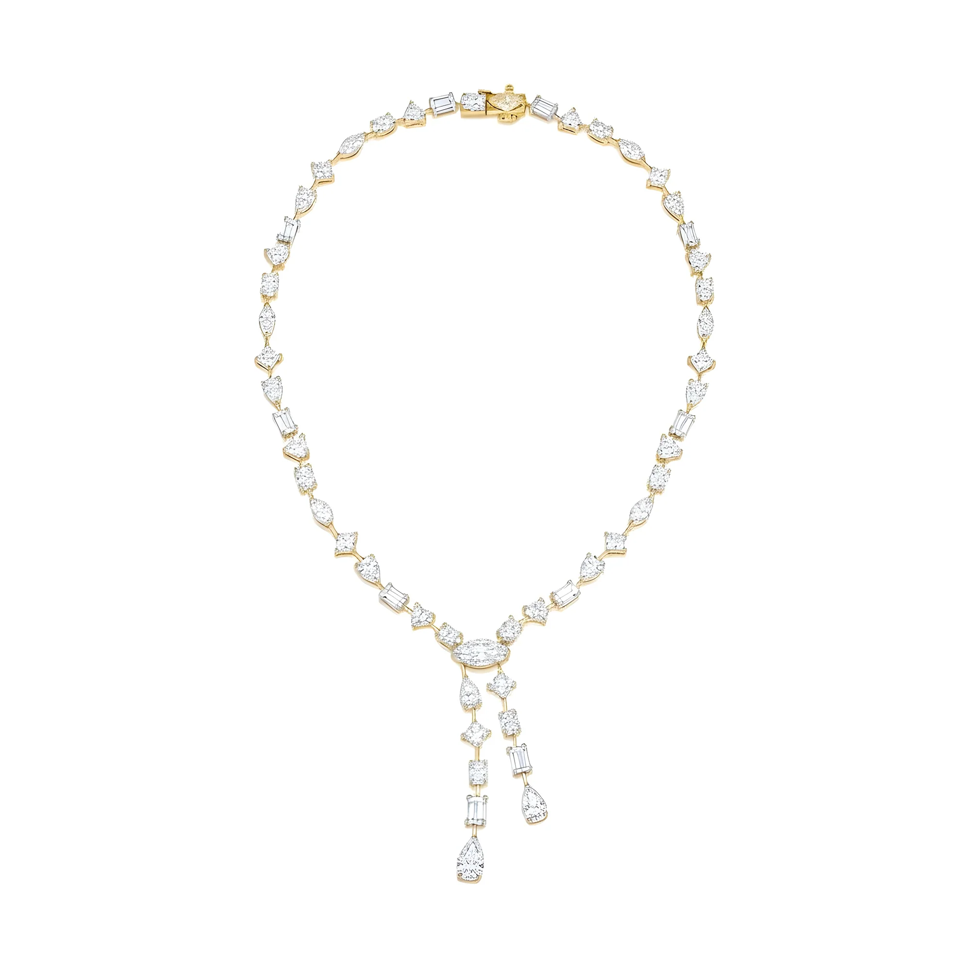 14K White Gold Combination Cut Diamond Drop Necklace 24.92ct - Image 4