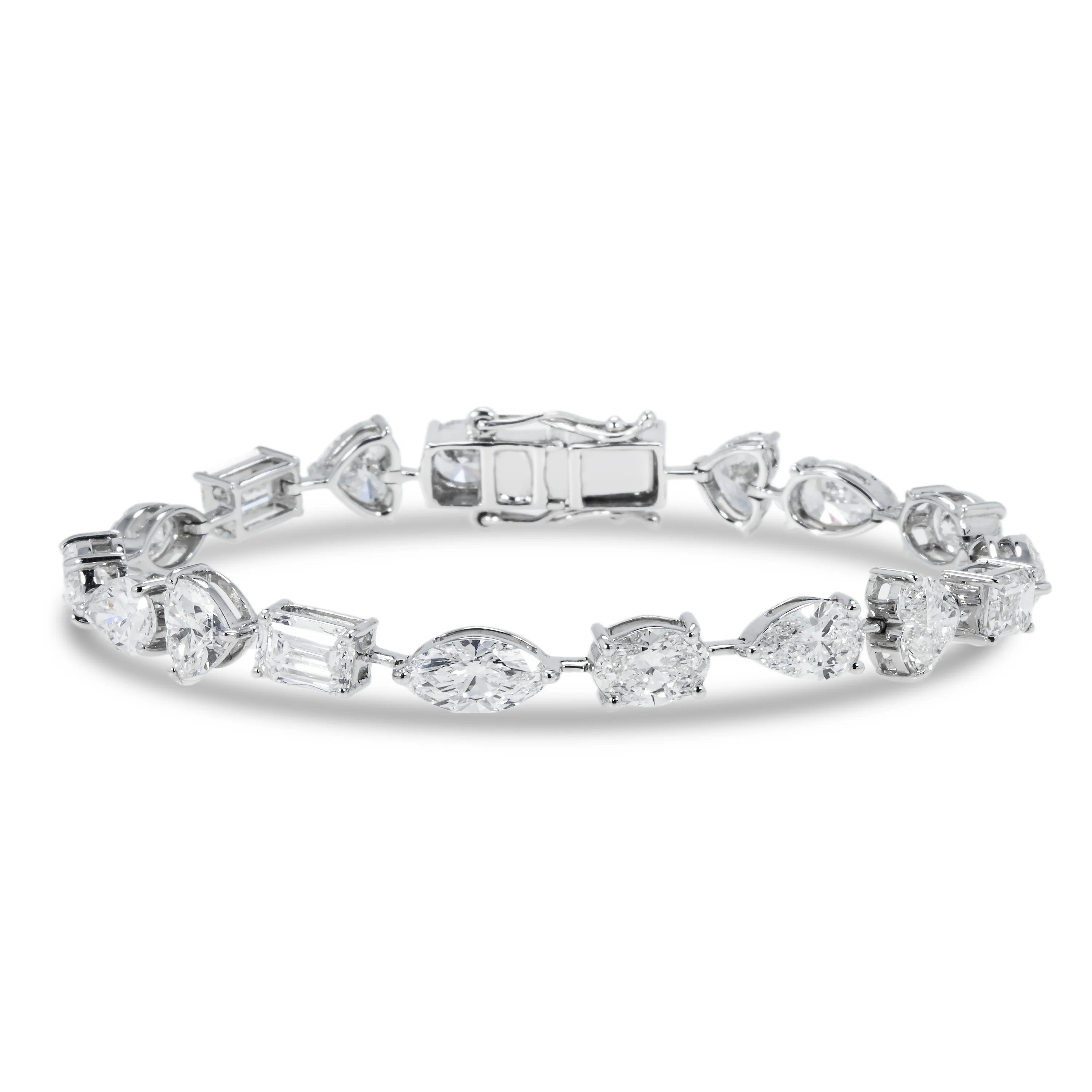 14K White Gold Combination Cut Diamond Satellite Bracelet 18.43ct