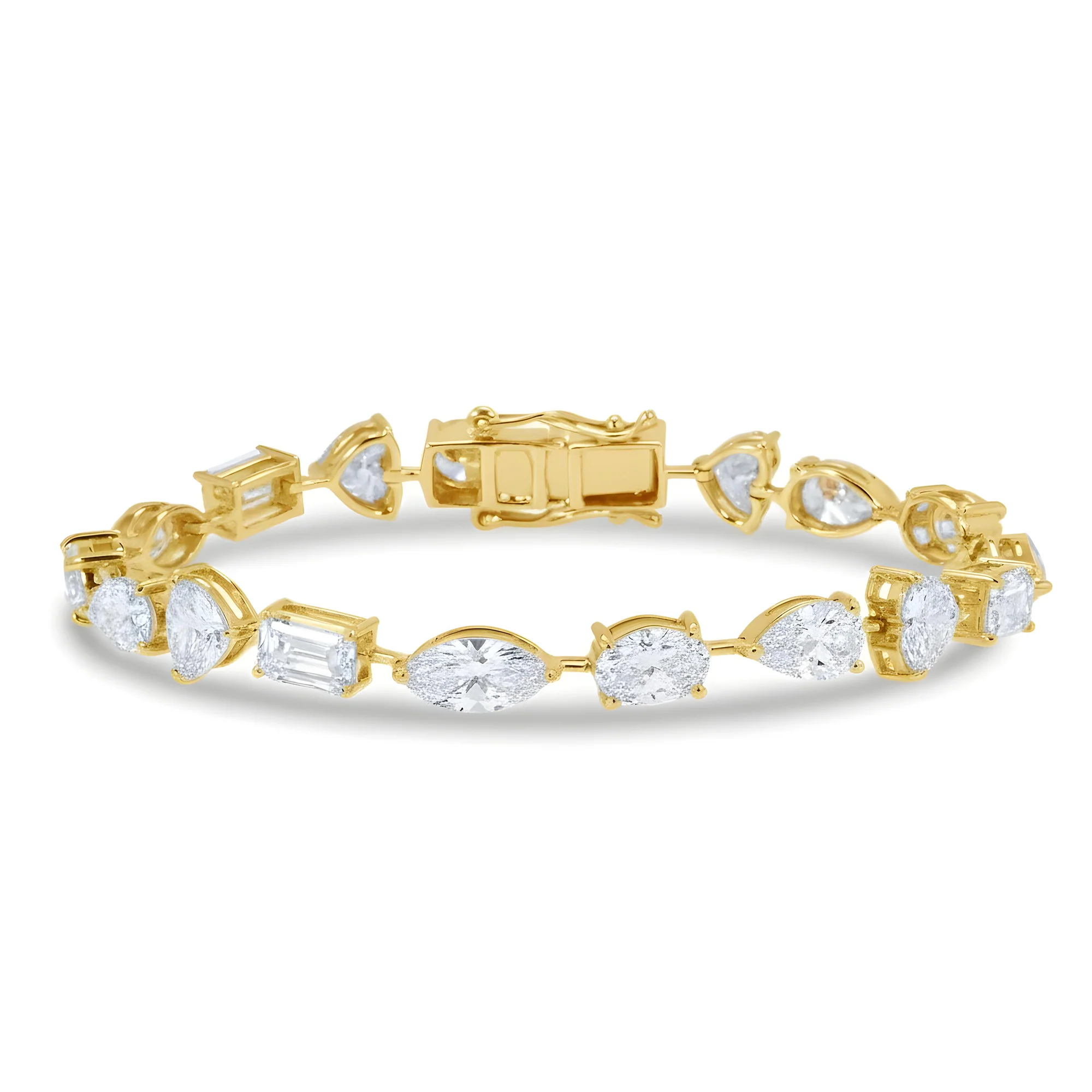 14K White Gold Combination Cut Diamond Satellite Bracelet 18.43ct - Image 4