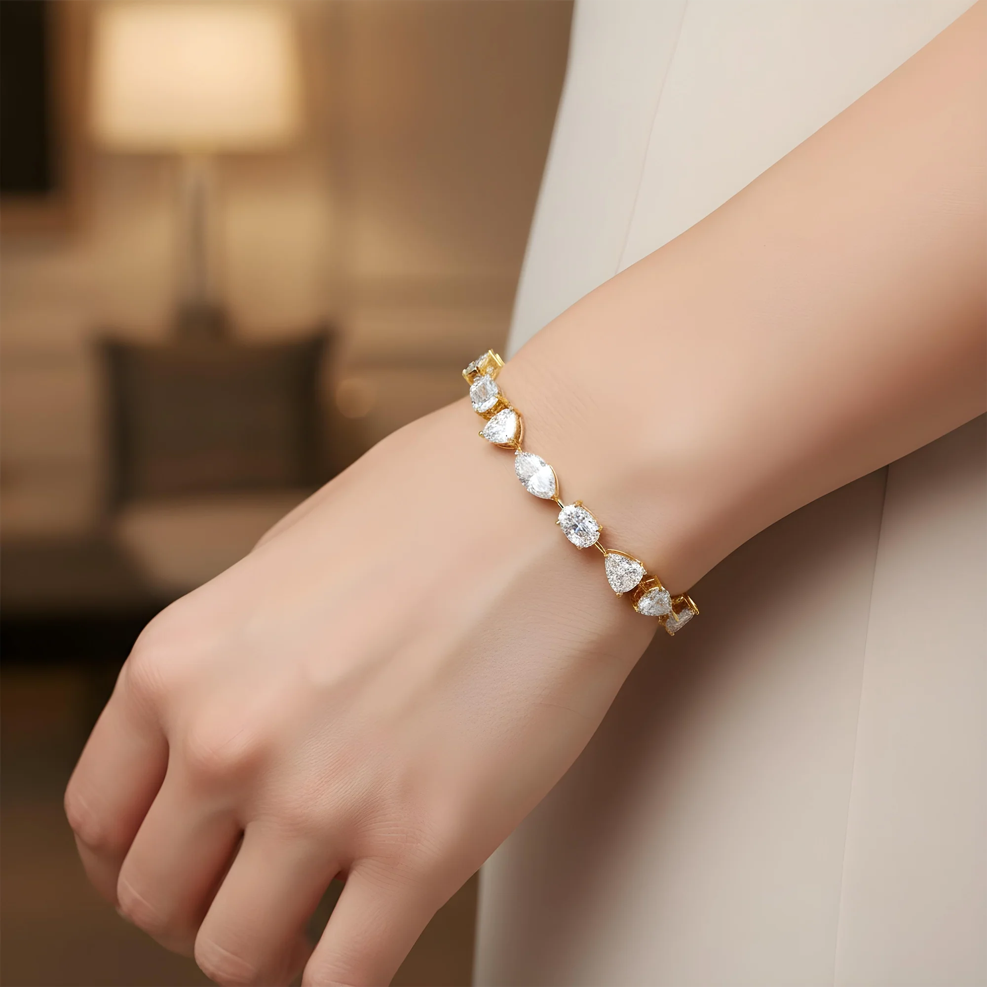 14K White Gold Combination Cut Diamond Satellite Bracelet 18.43ct - Image 5