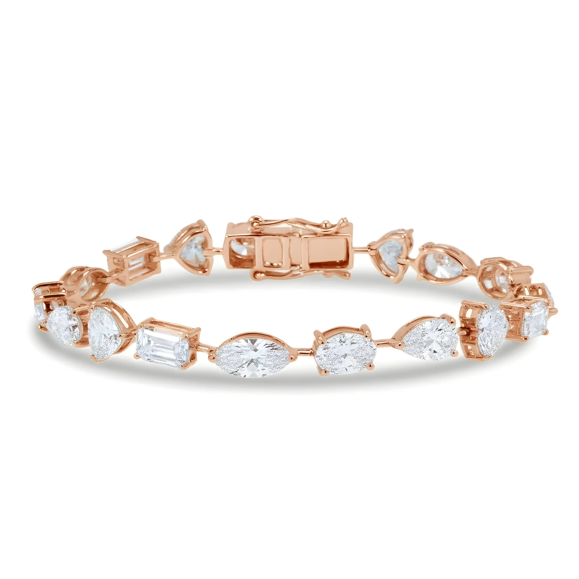 14K White Gold Combination Cut Diamond Satellite Bracelet 18.43ct - Image 6