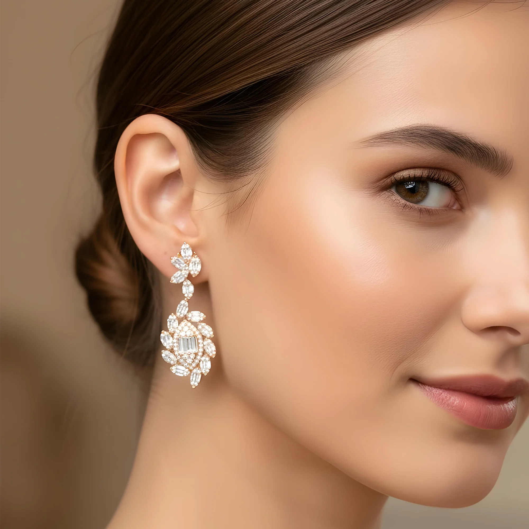 14K White Gold Detailed Diamond Drop Earrings 5.18ctw - Image 7