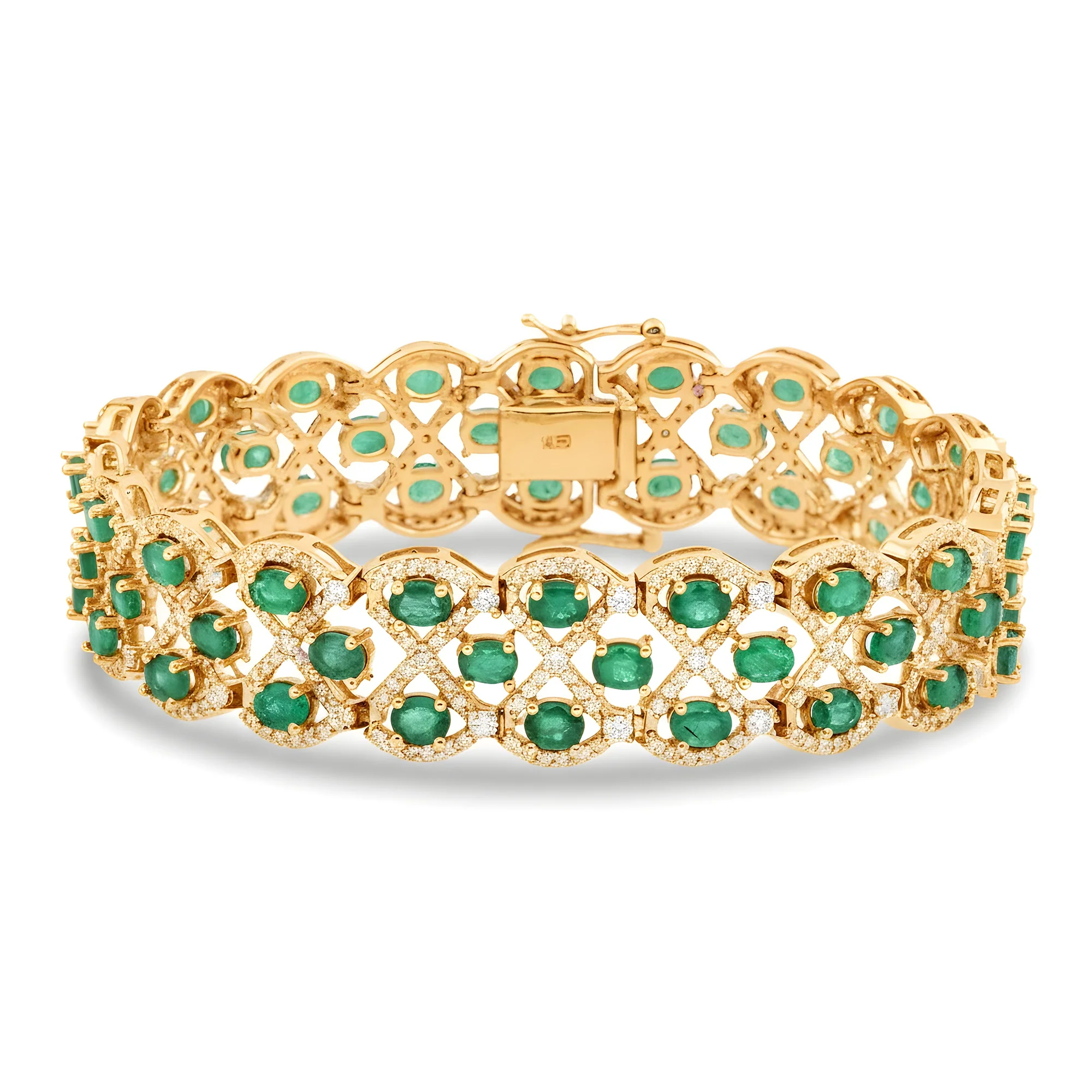 14K White Gold Enchanted Garden Emerald & Diamond Bracelet - Image 5