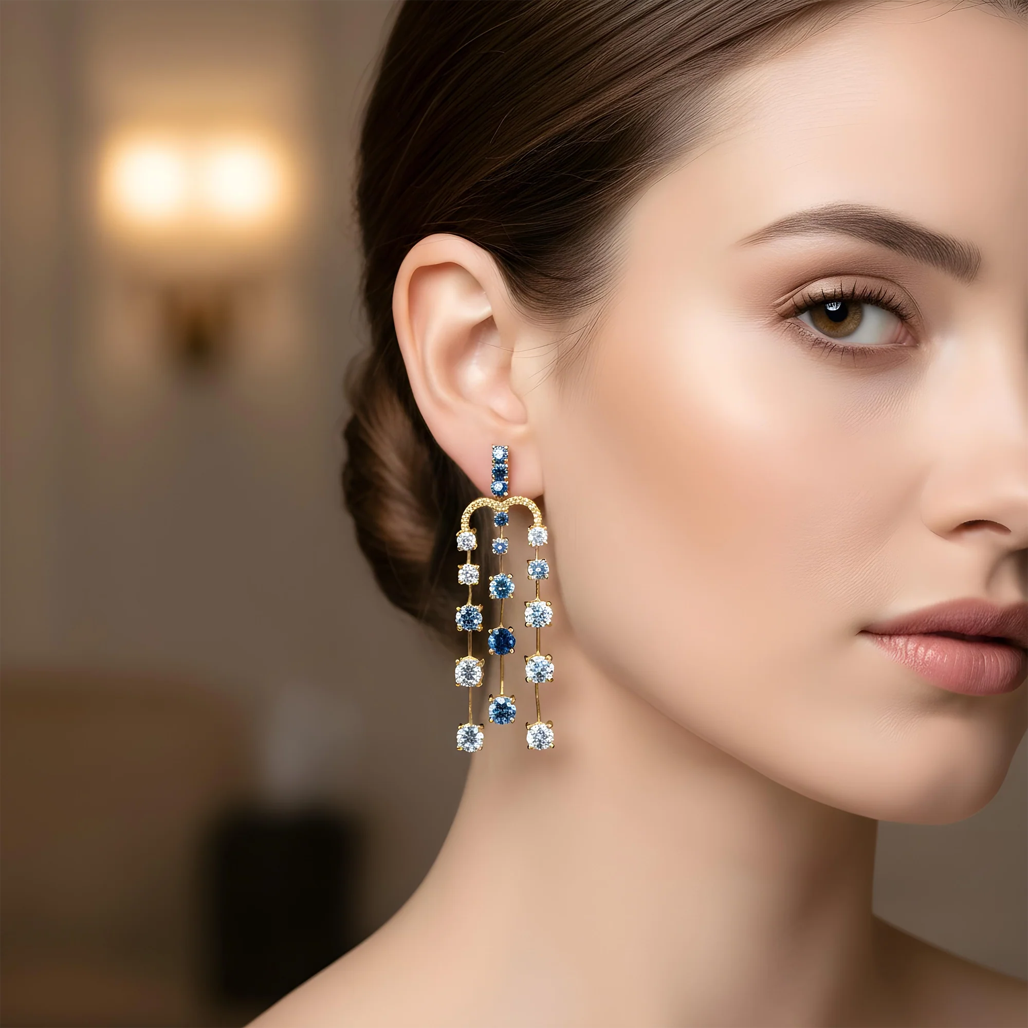 14K White Gold Diamond Rain Fall Drop Earrings 8.95ctw - Image 5
