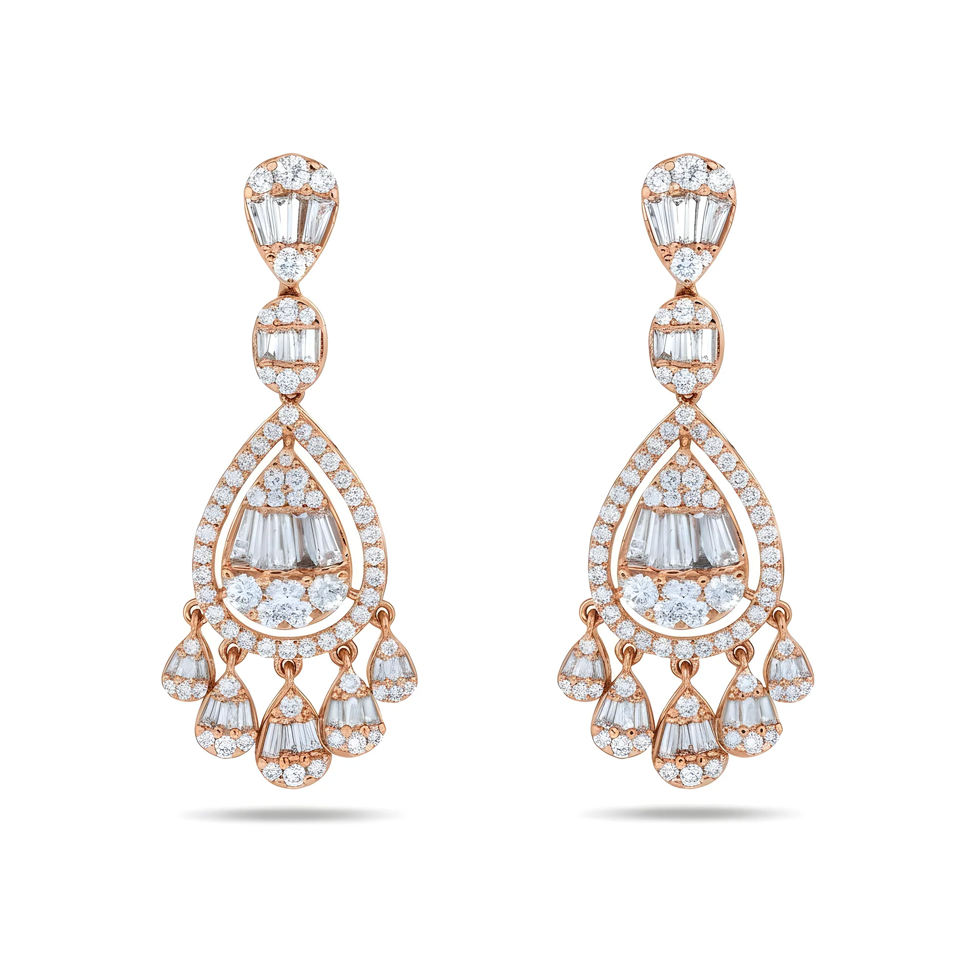 14K White Gold Diamond Teardrop Earrings 4.17ctw - Image 6