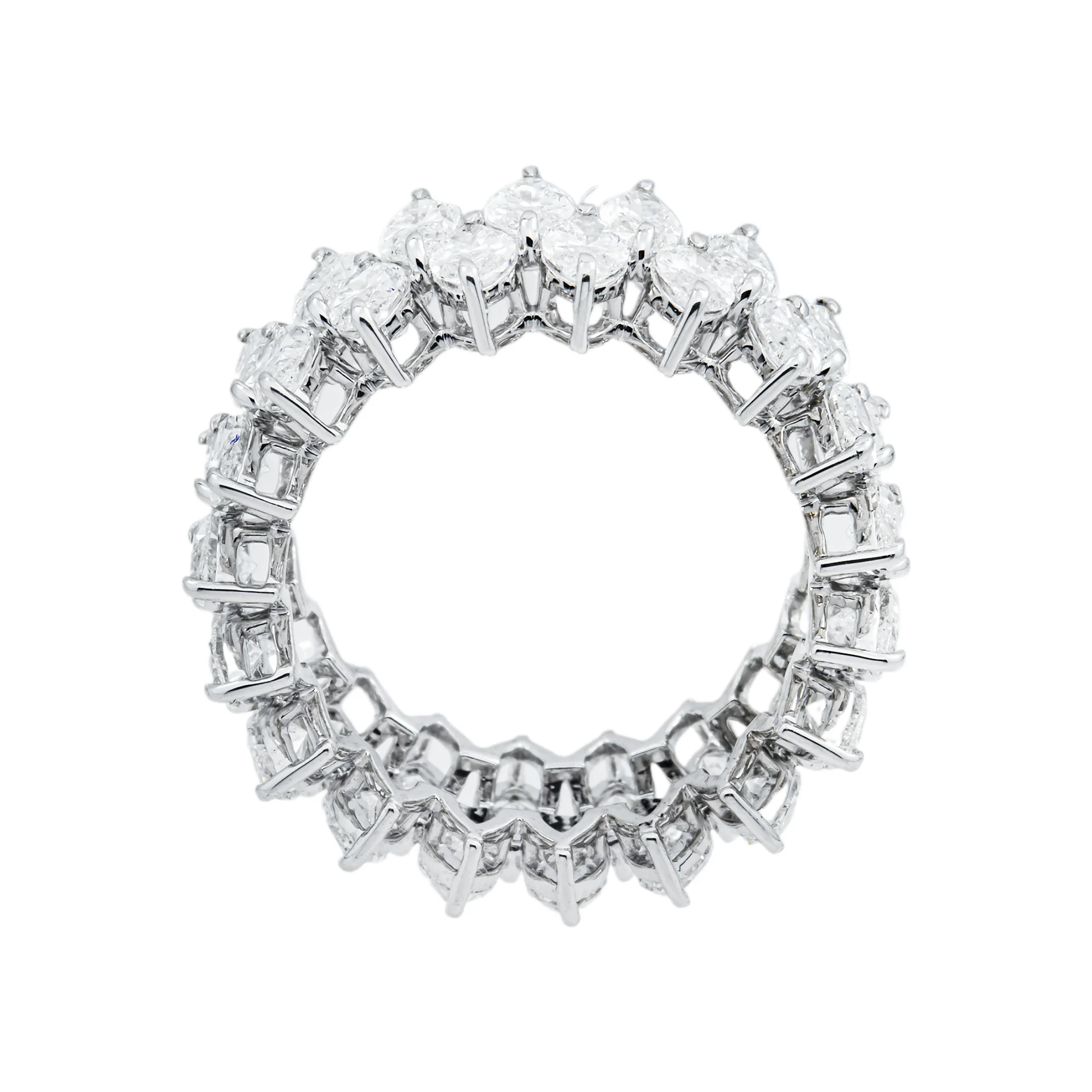 14K White Gold Double Row Marquise Cut Diamond Eternity Ring 6.24ct (Size 6) - Image 4