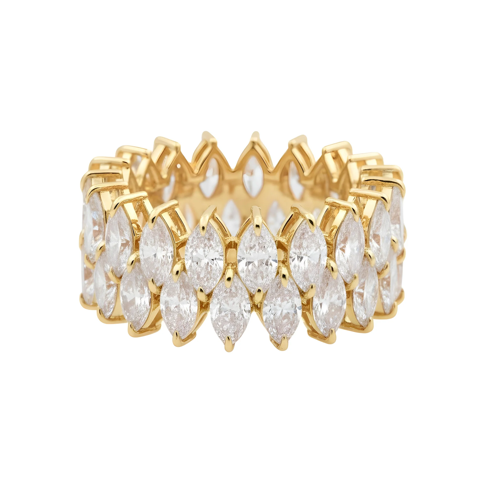 14K White Gold Double Row Marquise Cut Diamond Eternity Ring 6.24ct (Size 6) - Image 5