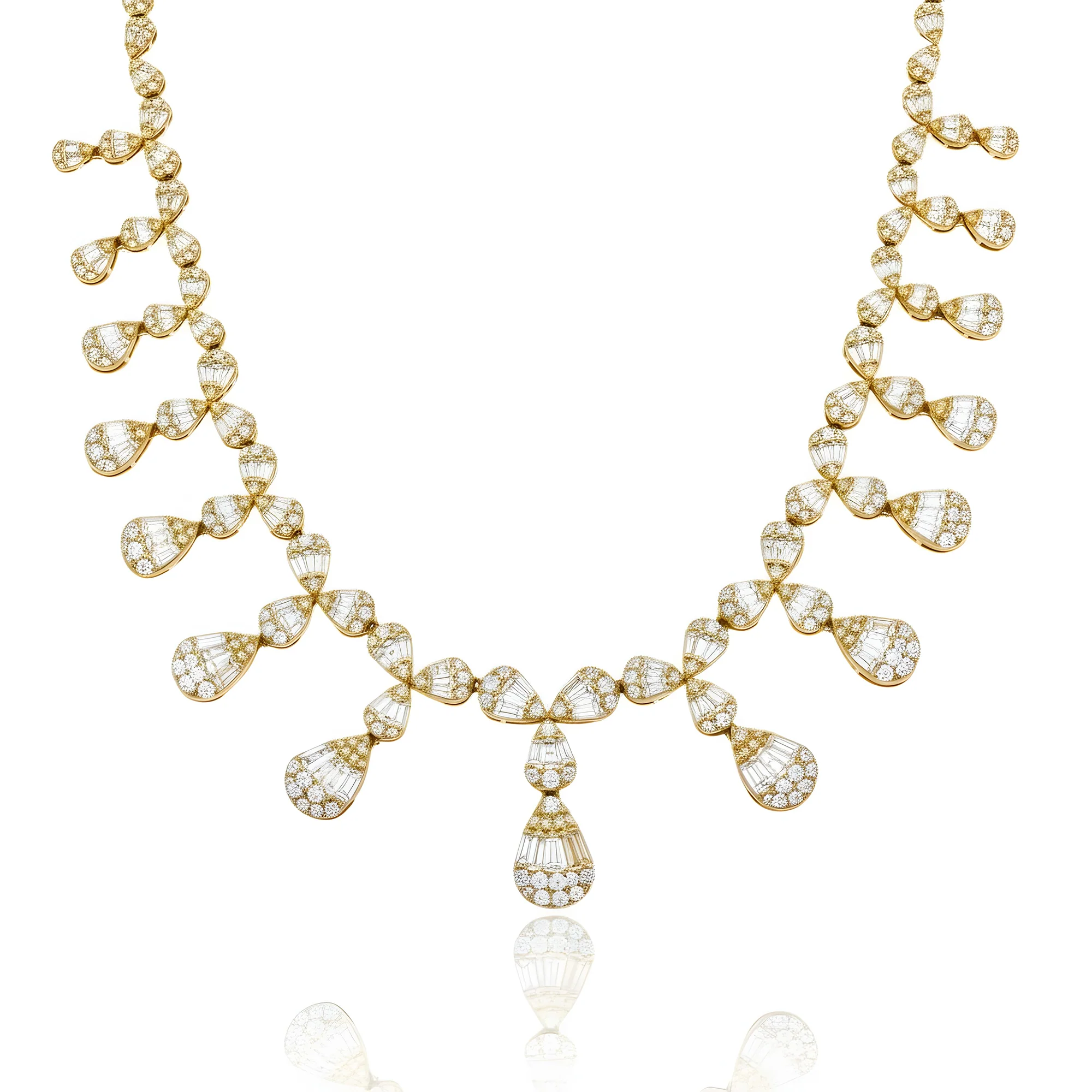 14K White Gold Dripping Vine Diamond Necklace 21.97ct - Image 5