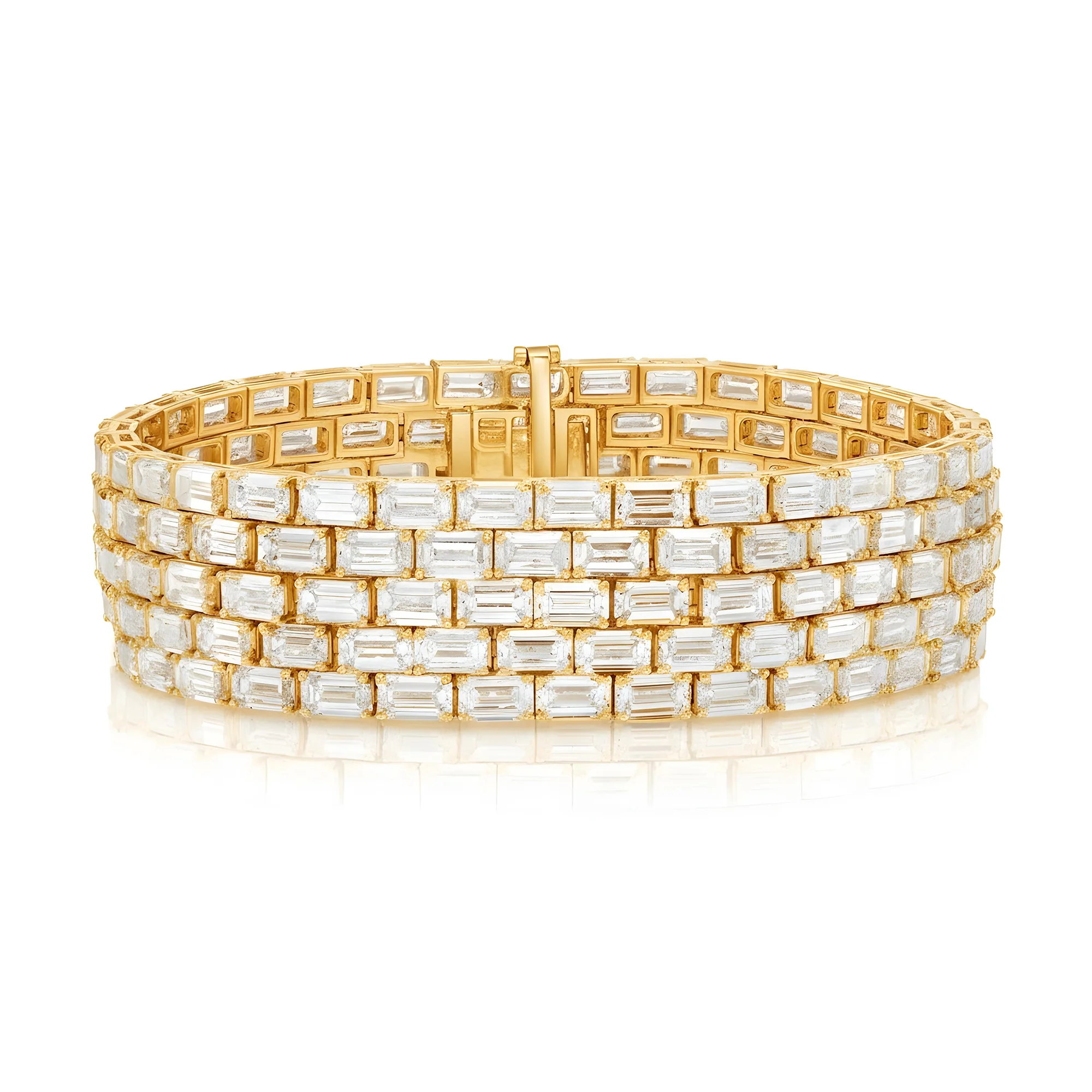 14K White Gold Emerald Cut Diamond Bracelet 55.04ctw - Image 4