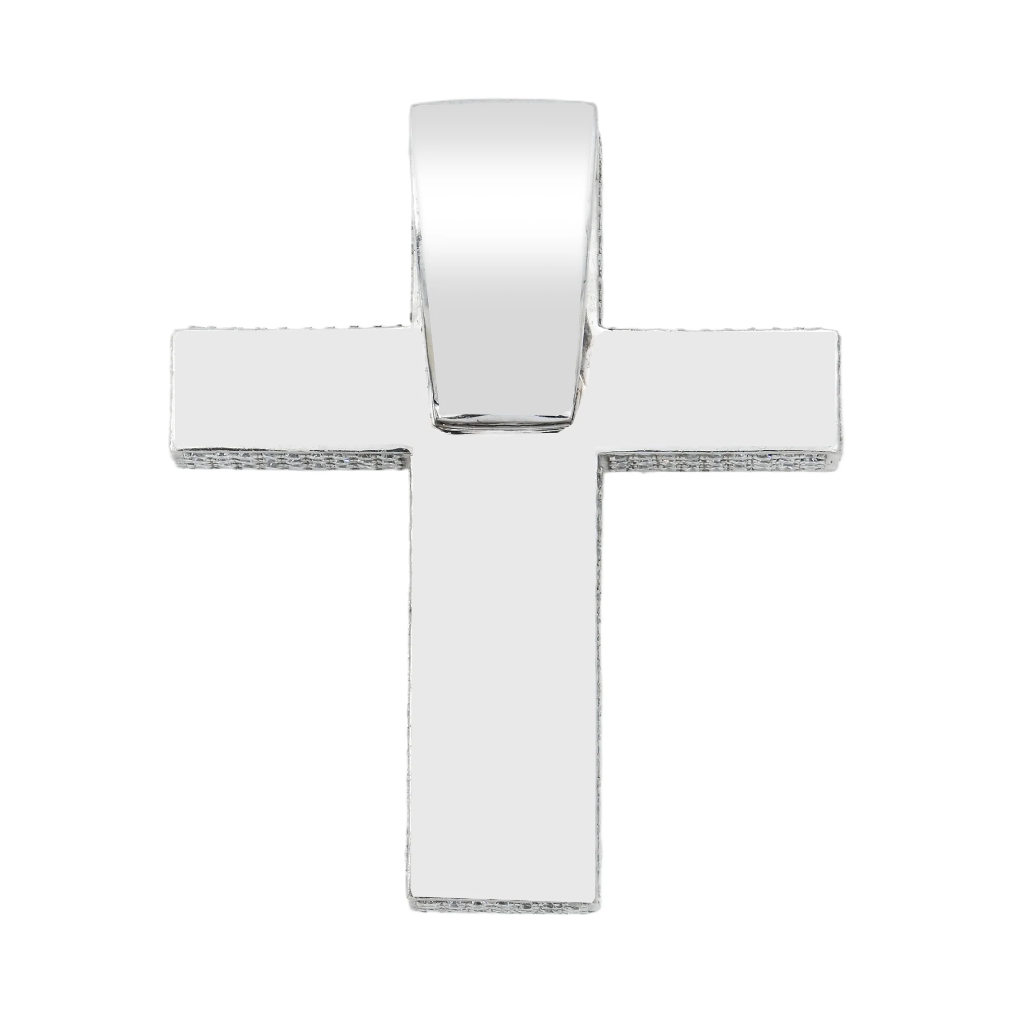 14K White Gold Emerald Cut Diamond Cross Pendant 27.97ct - Image 3