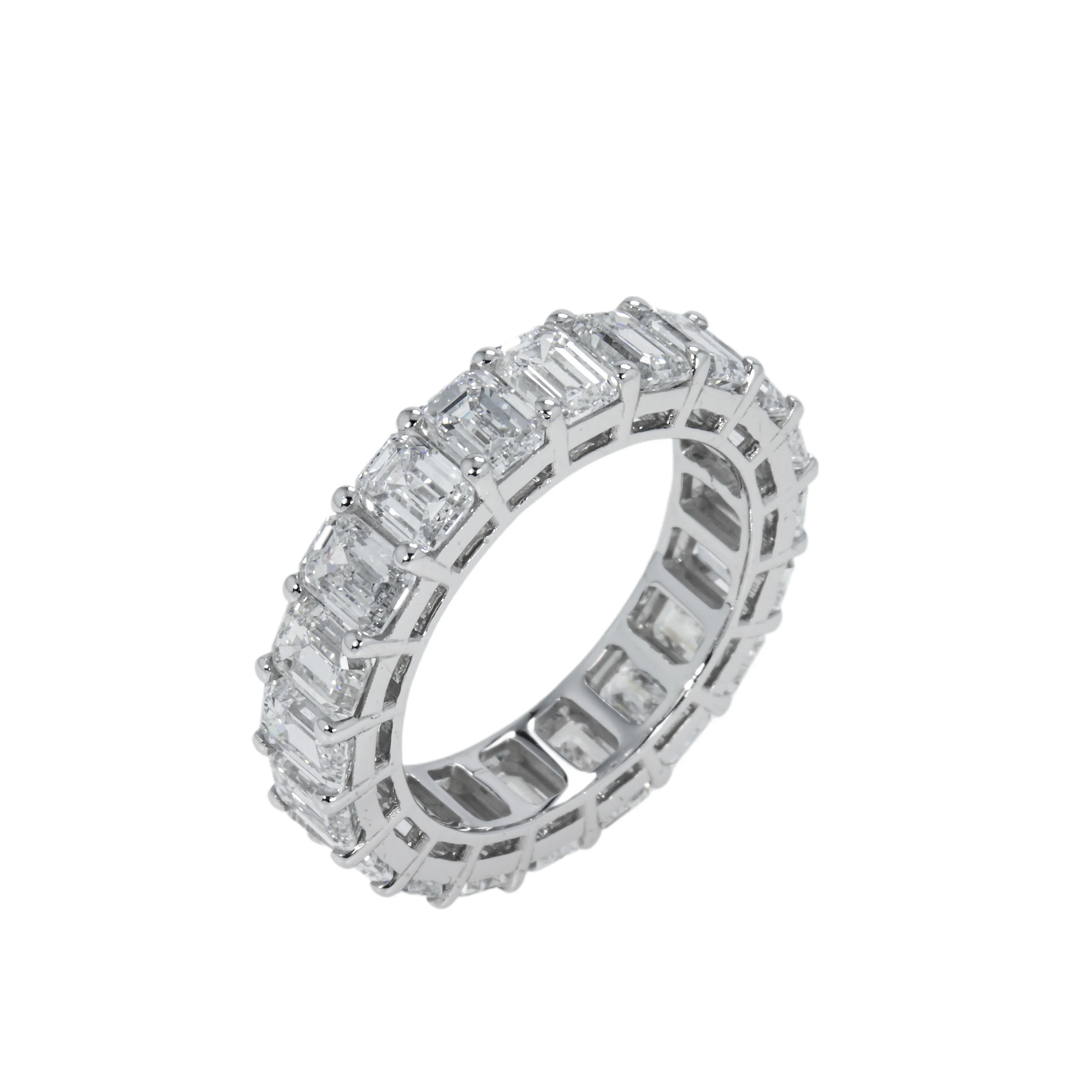 14K White Gold Emerald Cut Diamond Eternity Ring 6.29ct (size 5.75) - Image 3