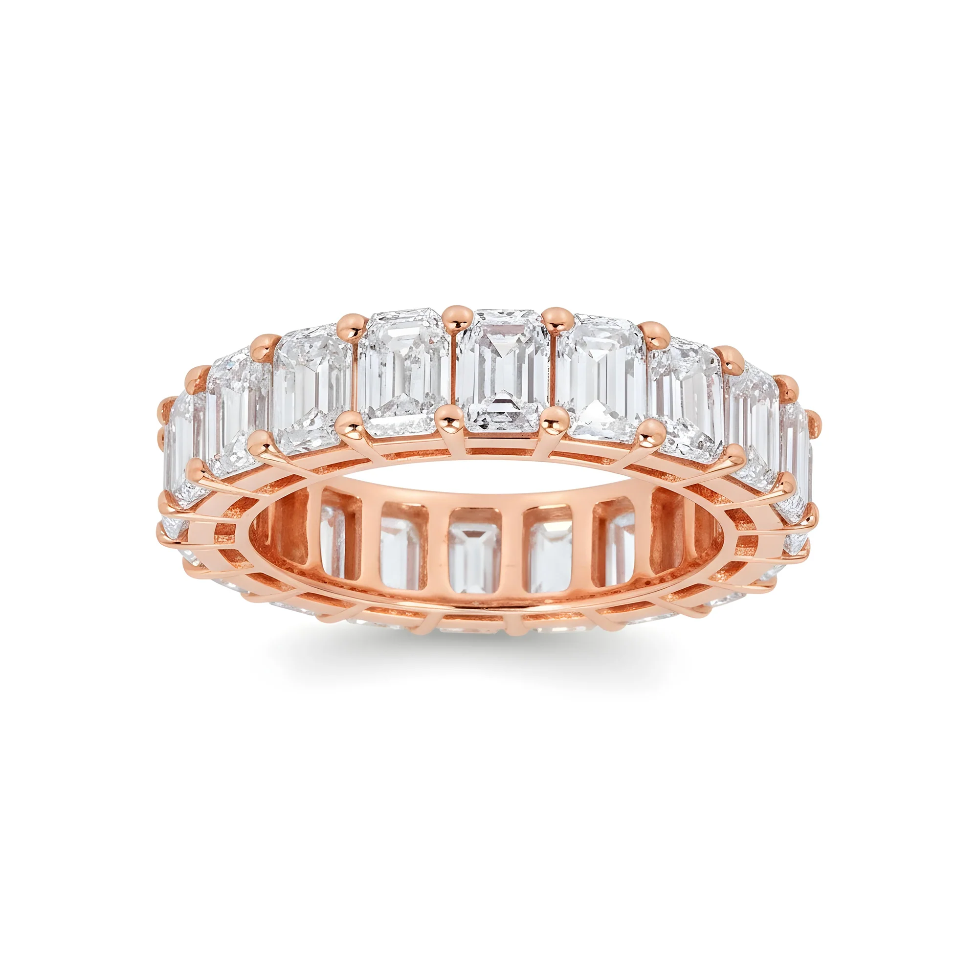 14K White Gold Emerald Cut Diamond Eternity Ring 6.29ct (size 5.75) - Image 7