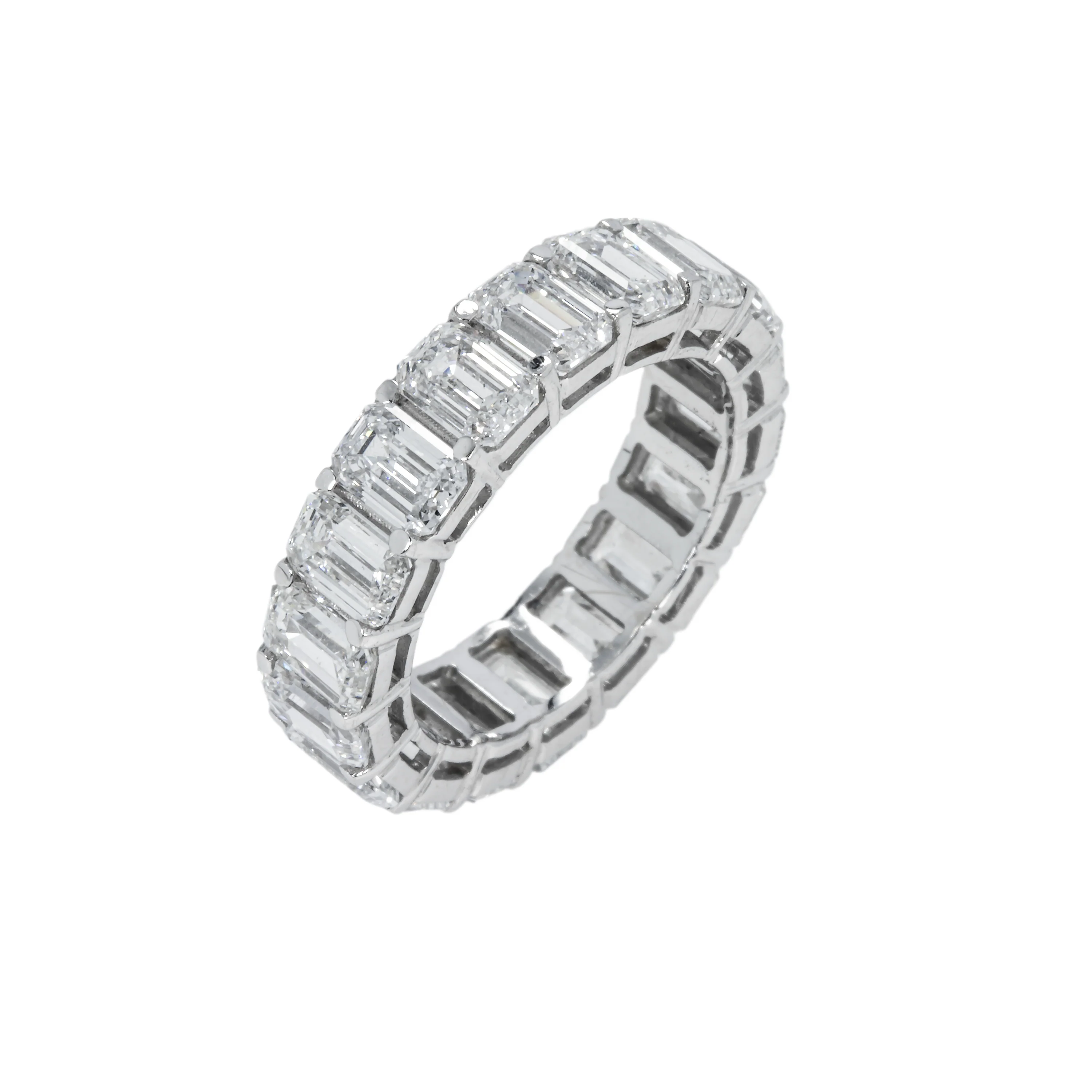 14K White Gold Emerald Cut Diamond Eternity Ring 8.36ct (size 6-8) - Image 3