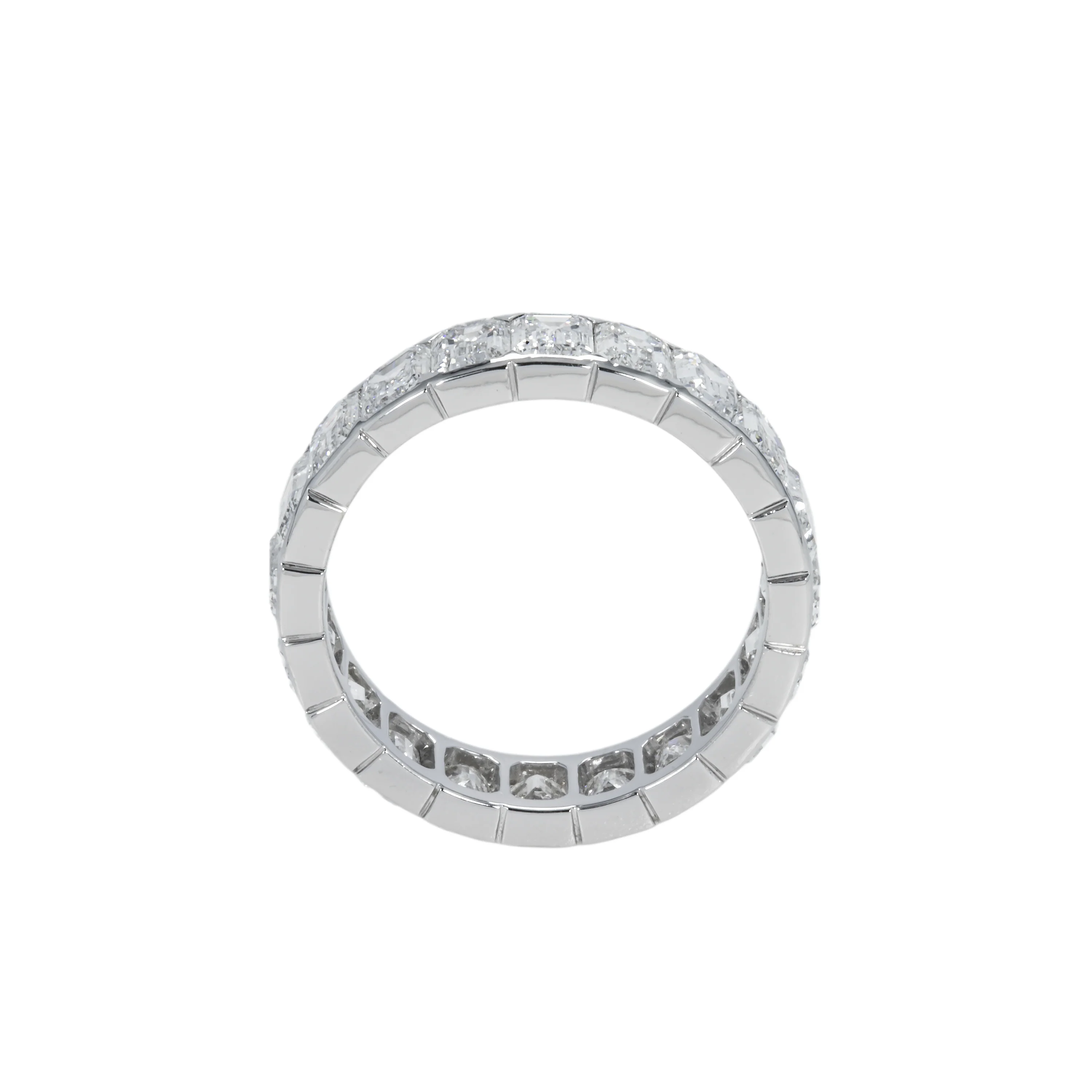14K White Gold Bezel Set Emerald Diamond Eternity Ring 4.90ct (size 5.75) - Image 4