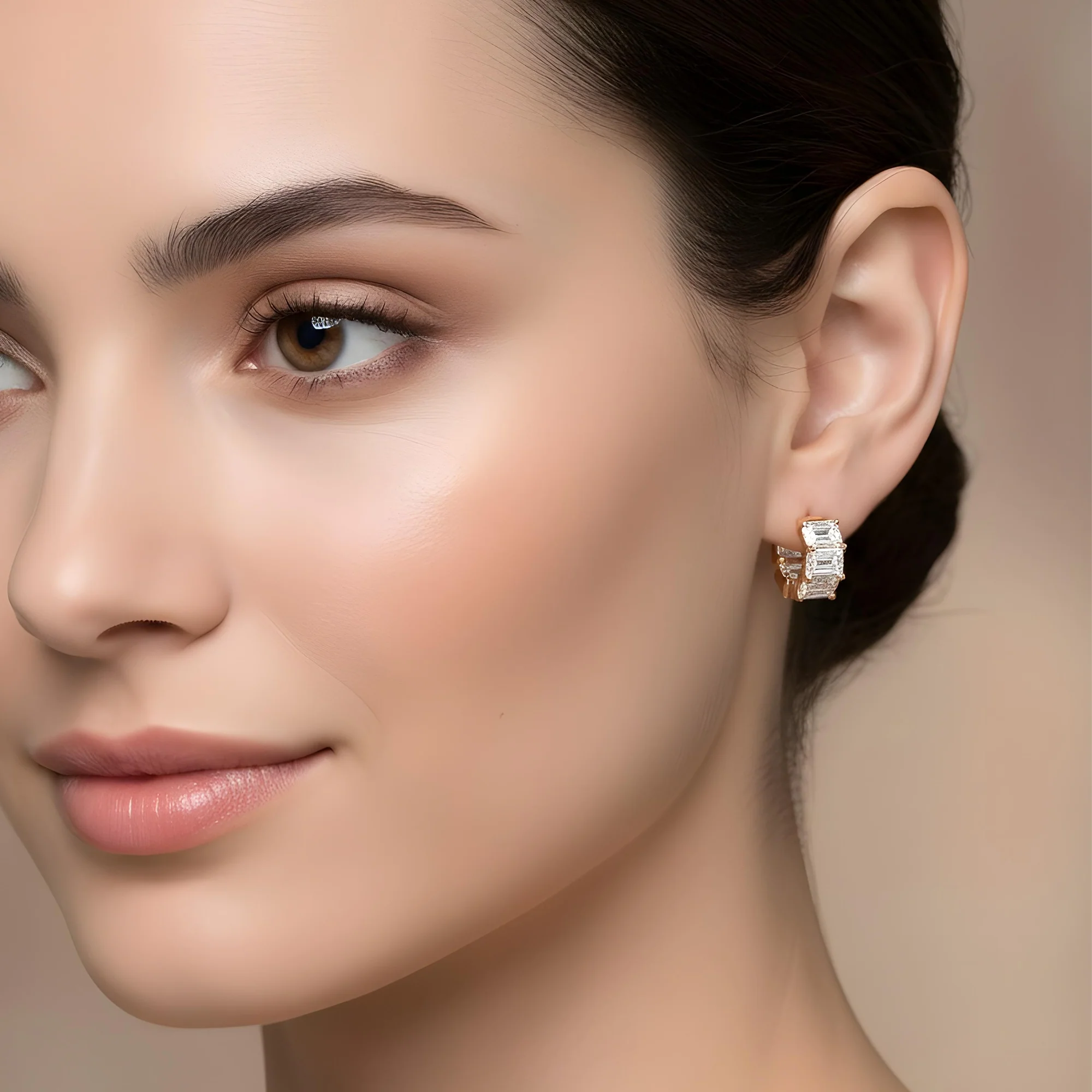 14K White Gold Emerald Cut Diamond Mini Hoops Earrings 10.0ctw - Image 7